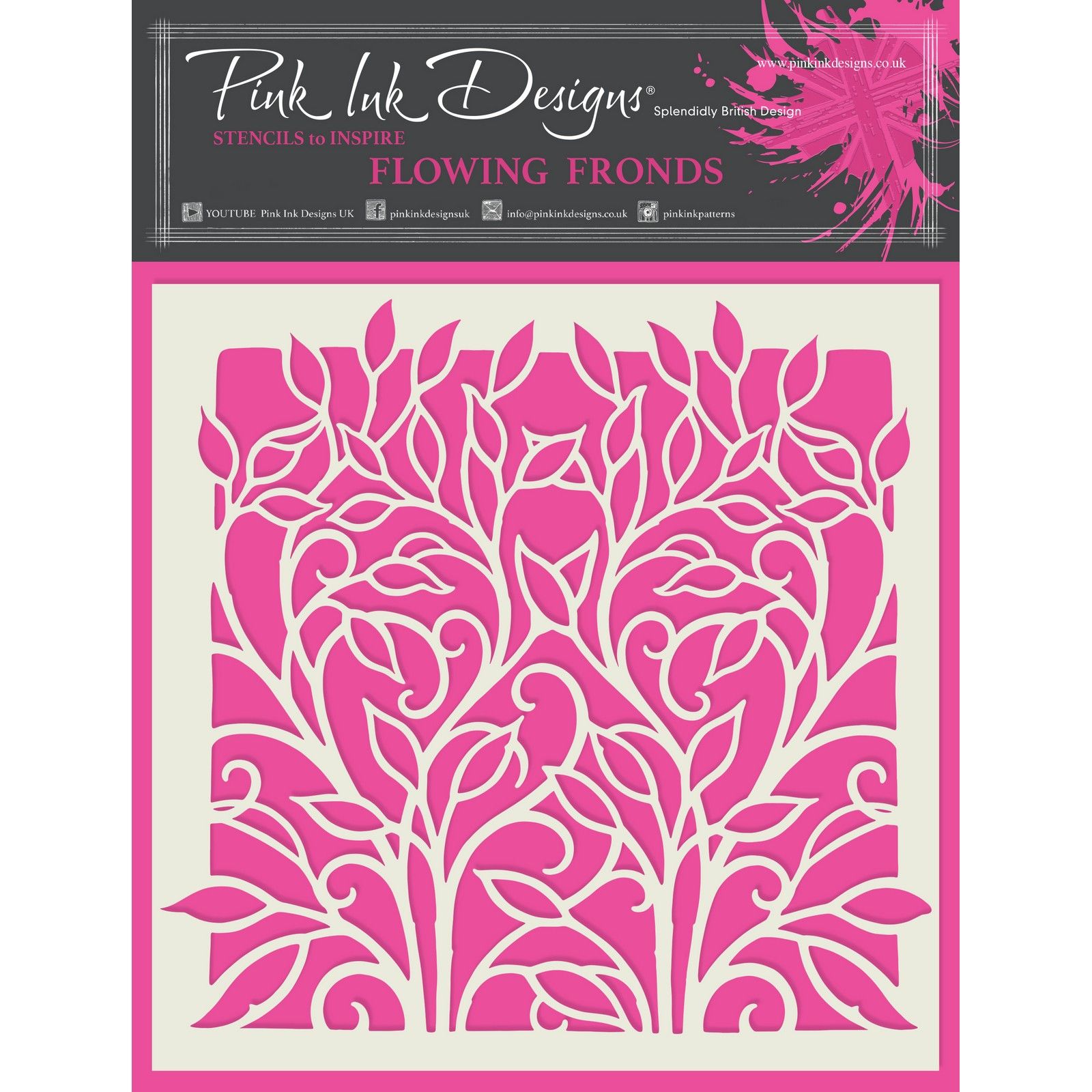 Pink Ink Designs • Stencil Flowing Fronds 17,78x17,78cm