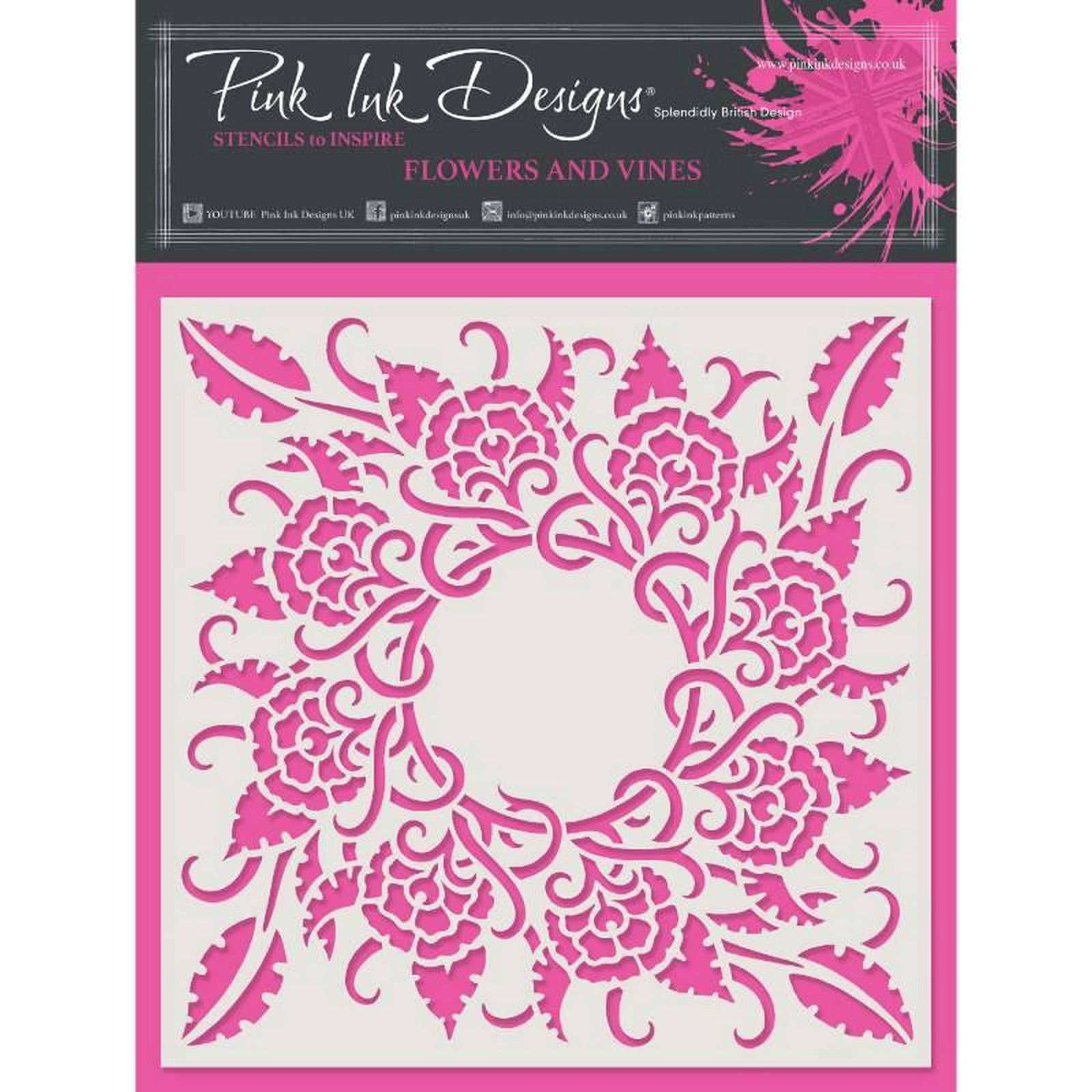 Pink Ink Designs • Stencil Flowers & Vines 17,78x17,78cm