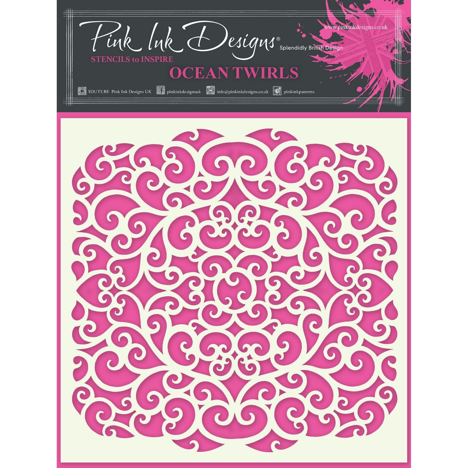 Pink Ink Designs • Stencil Ocean Twirls