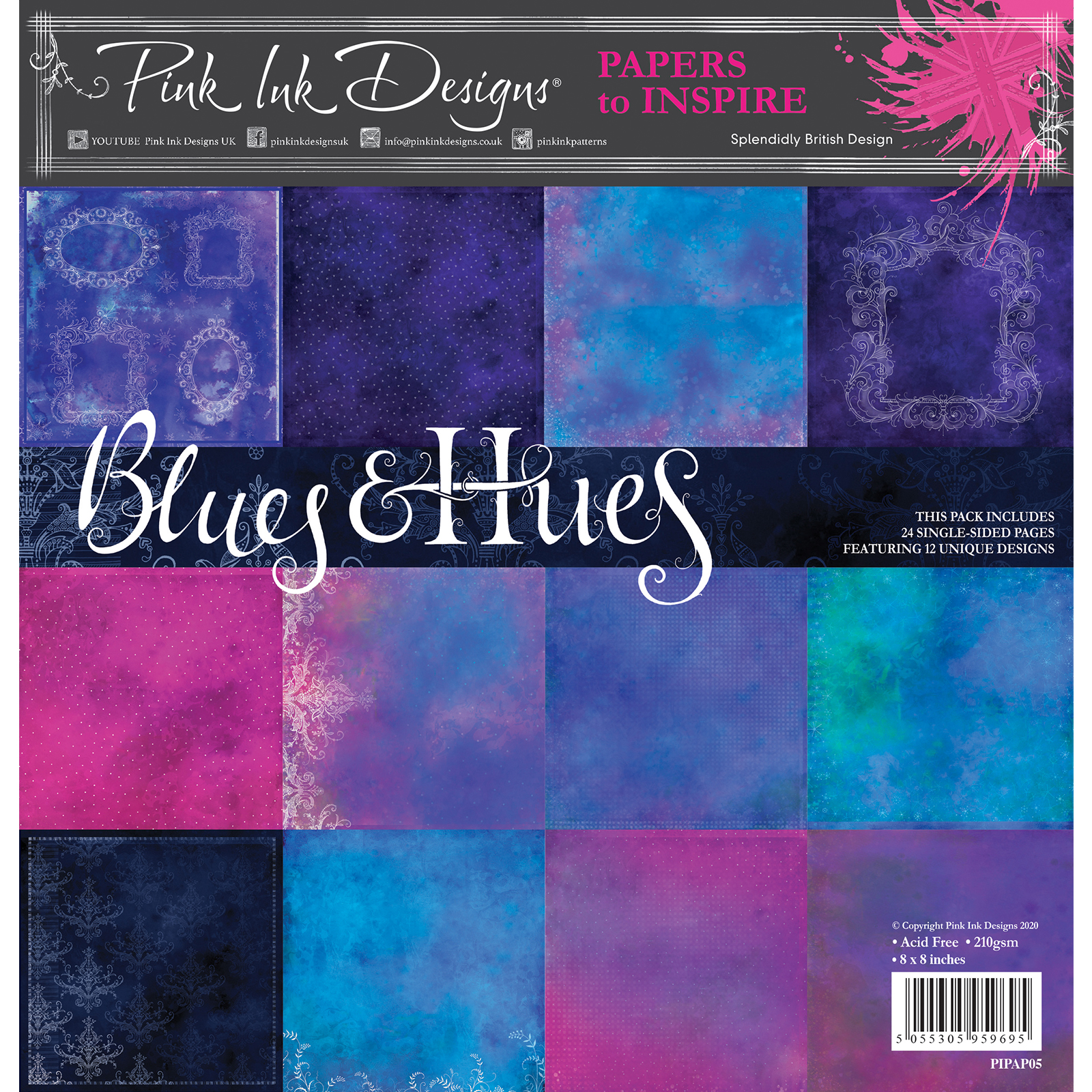 Pink Ink Designs • Paper pad 16,43x16,43cm Blues & hues