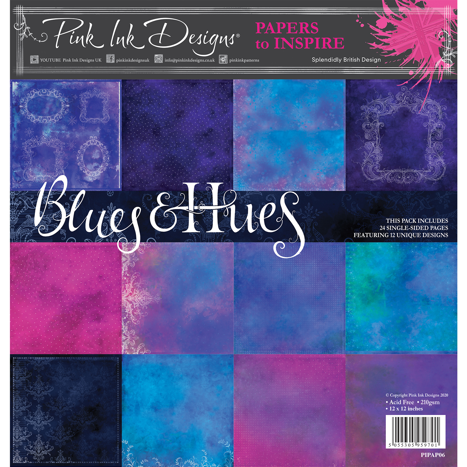 Pink Ink Designs • Paper pad 12x12" Blues & hues