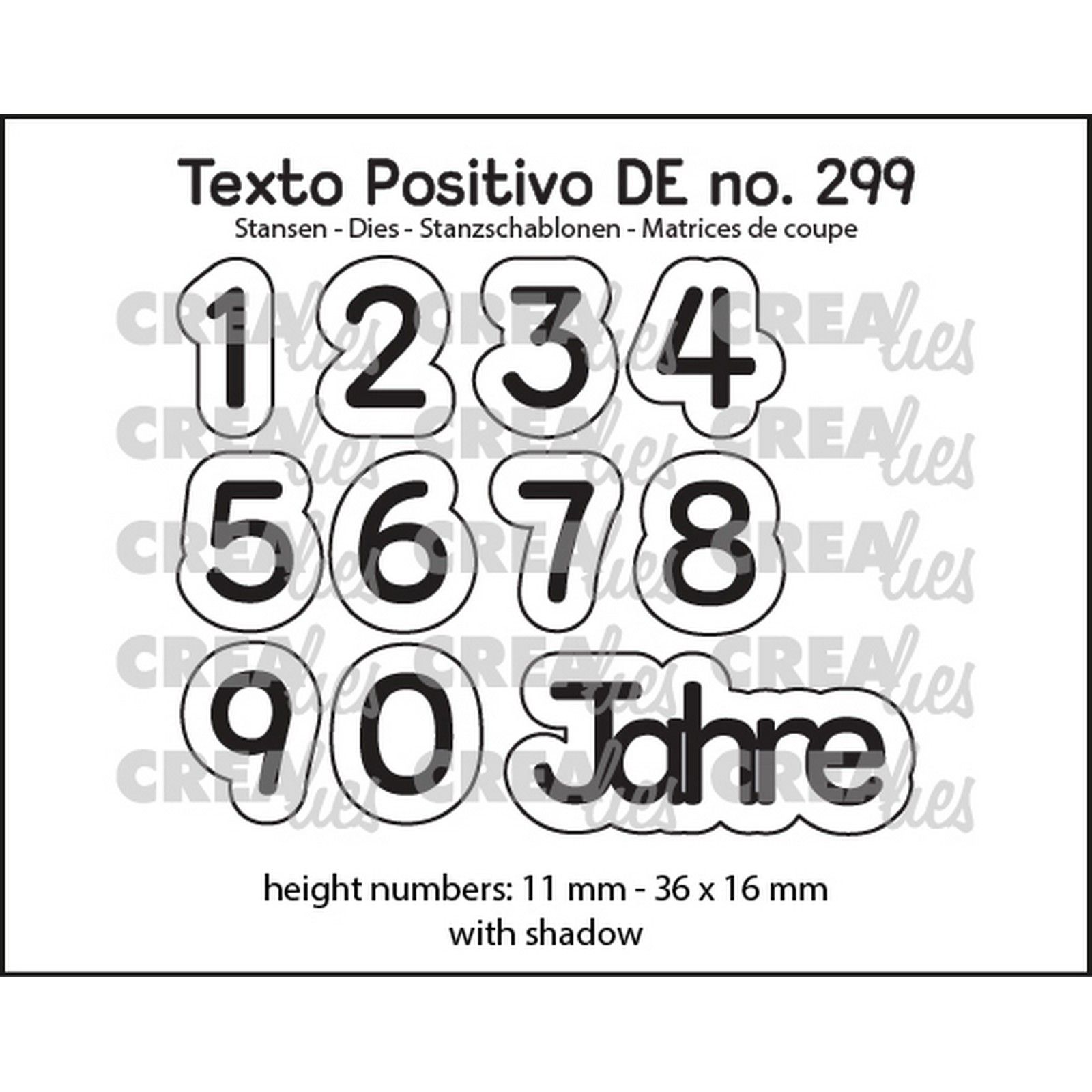 Crealies • Texto Positivo Cutting Die 1,2,3 Jahre