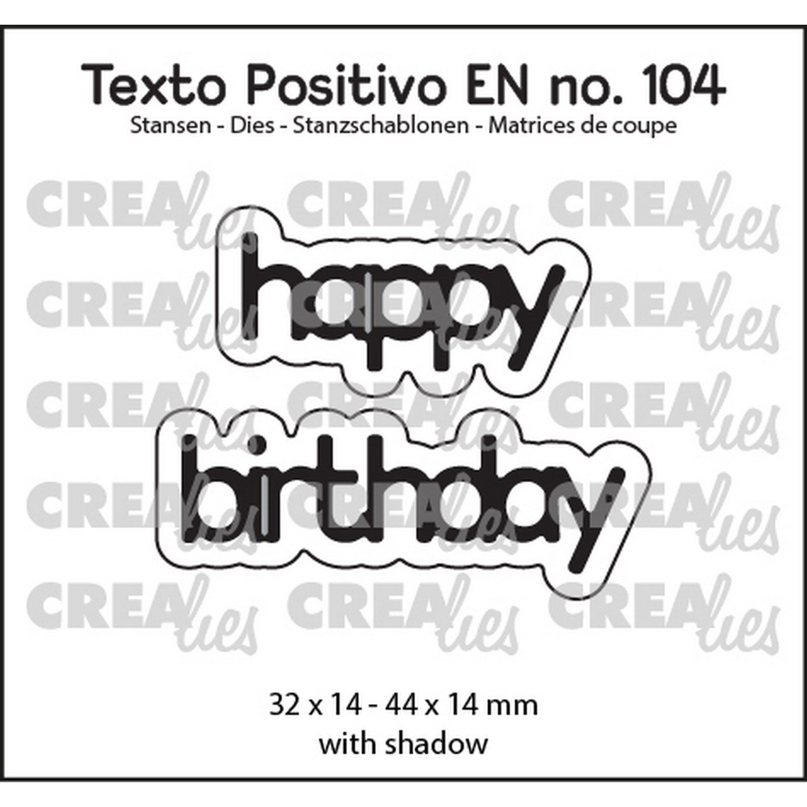 Crealies • Texto Positivo EN Dies Happy Birthday