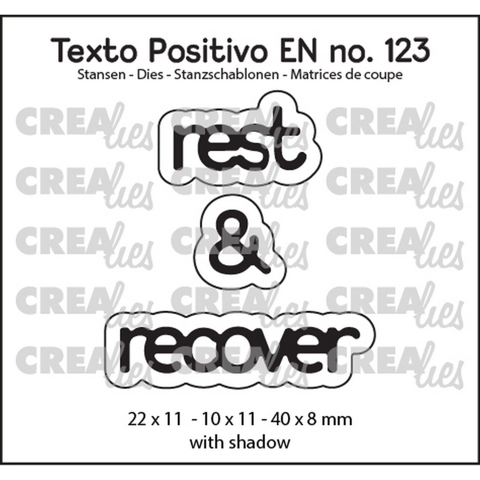 Crealies • Texto Positivo EN Dies Rest & Recover