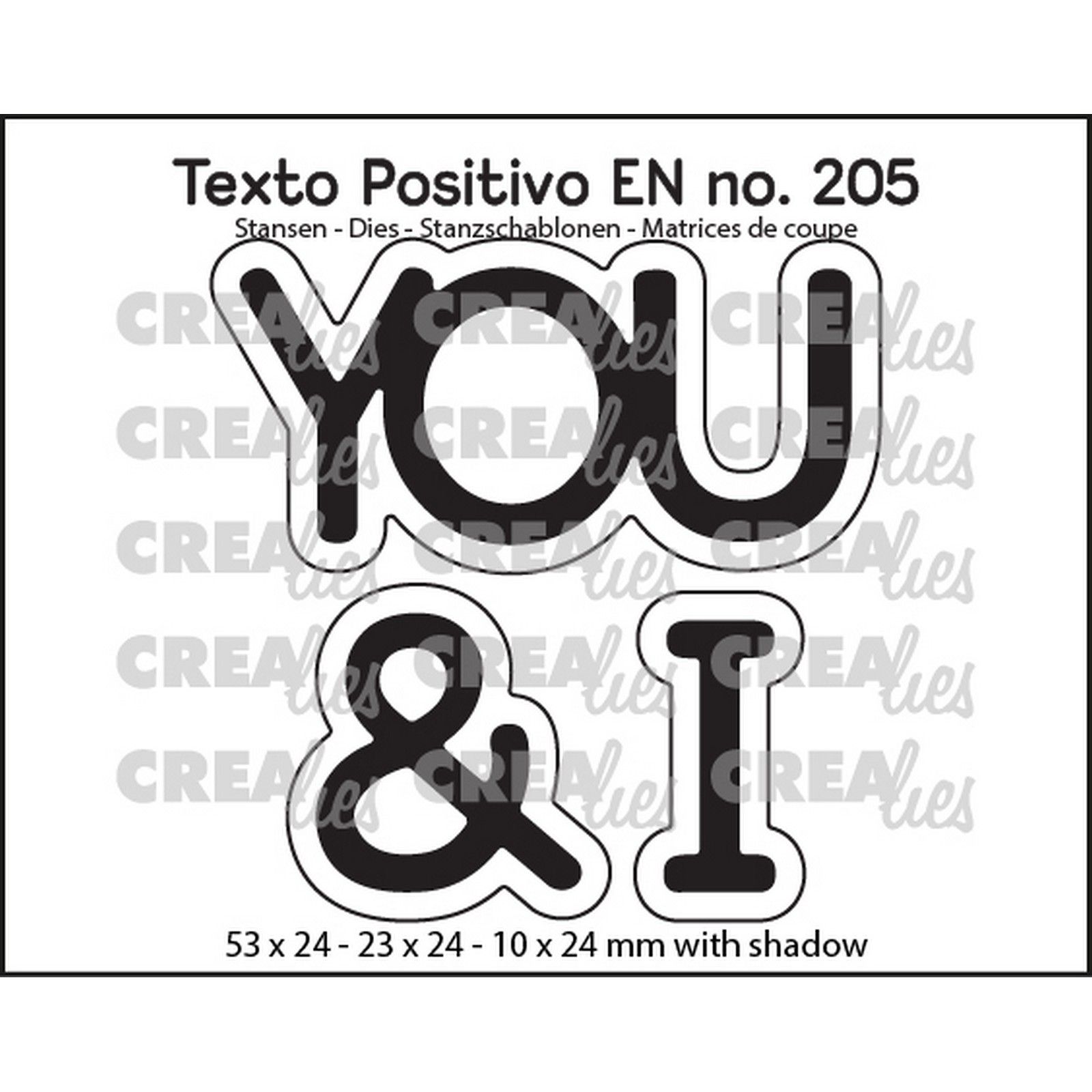 Crealies • Texto Positivo Cutting Die You & I