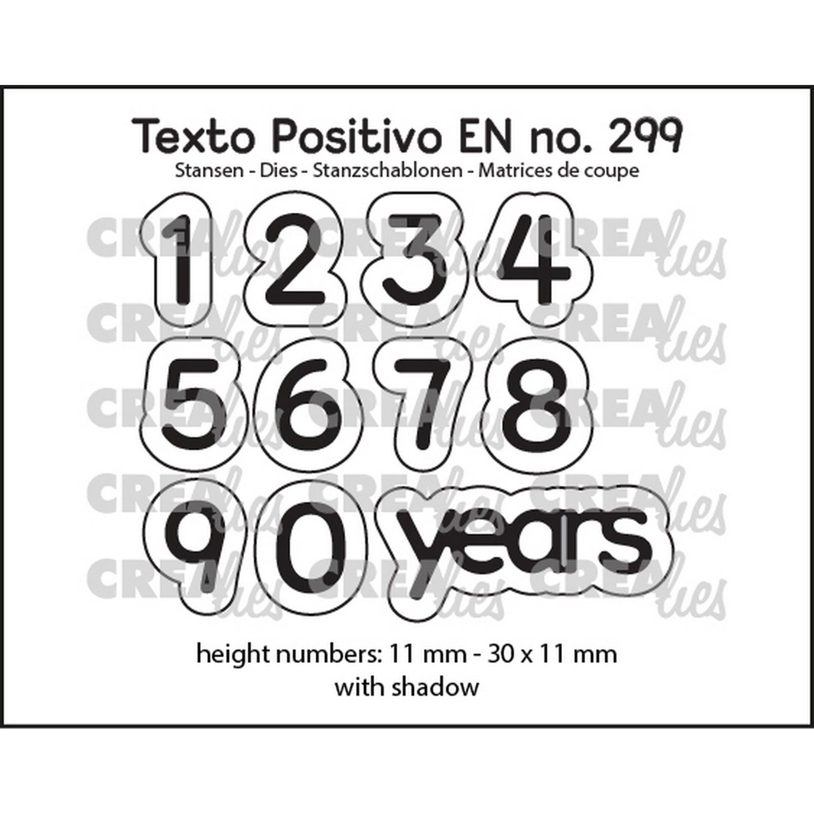 Crealies • Texto Positivo Cutting Die 1,2,3 Years