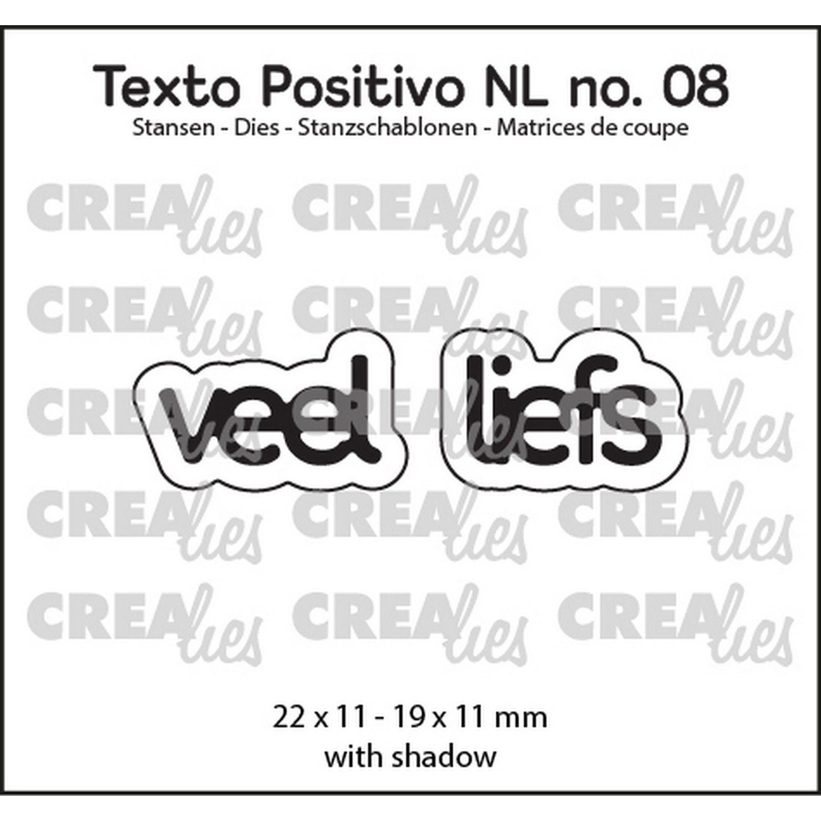 Crealies • Texto Positivo Cutting Die Veel Liefs