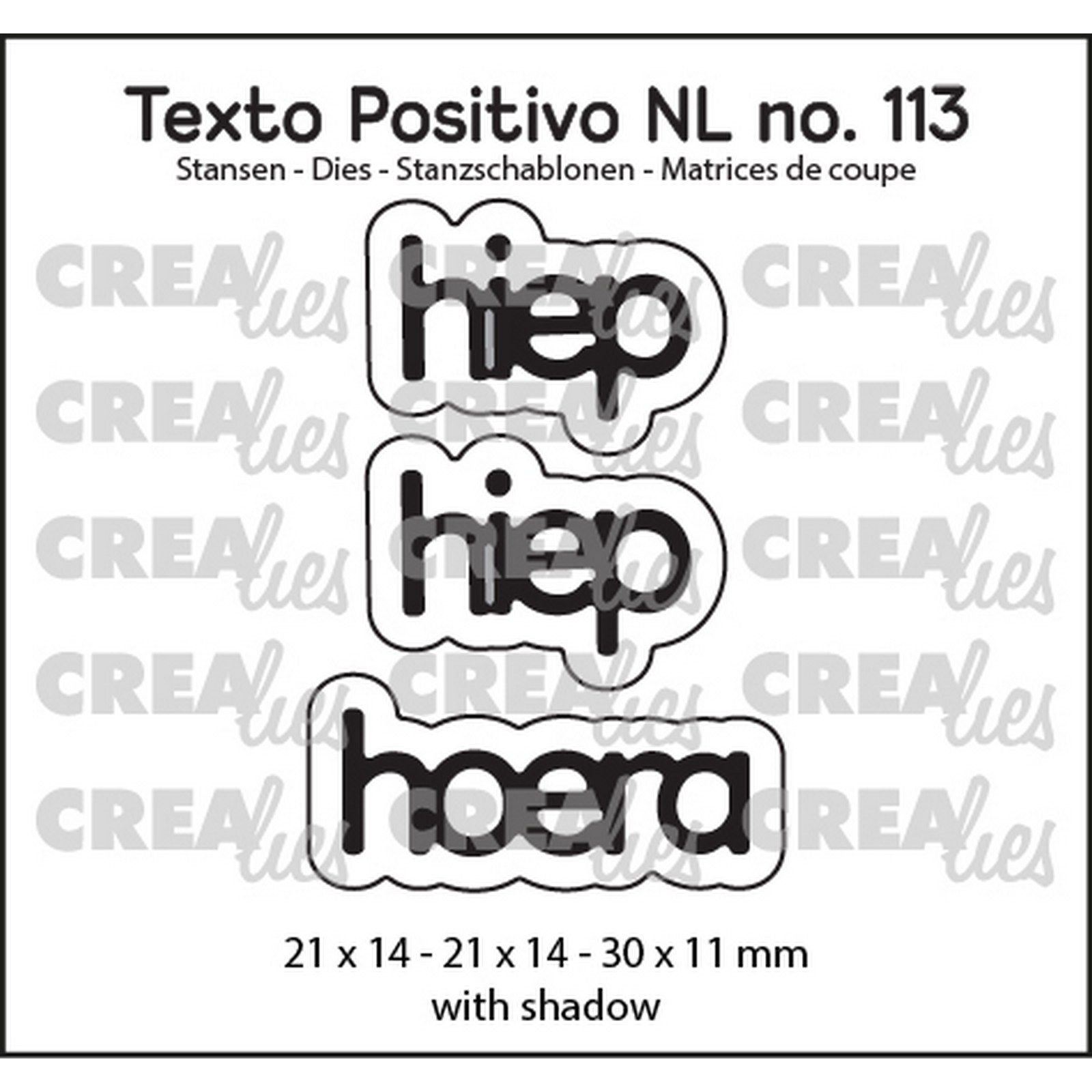 Crealies • Texto Positivo NL Dies Hiep Hiep Hoera