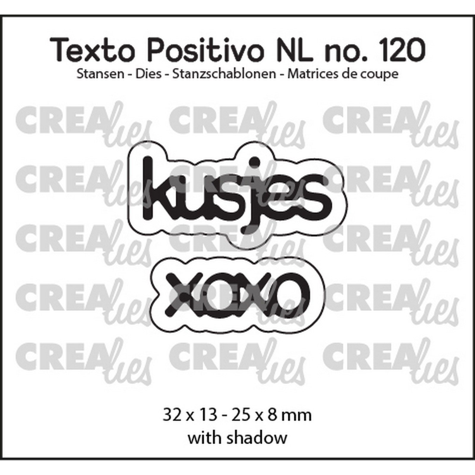 Crealies • Texto Positivo NL Dies Kusjes Xoxo