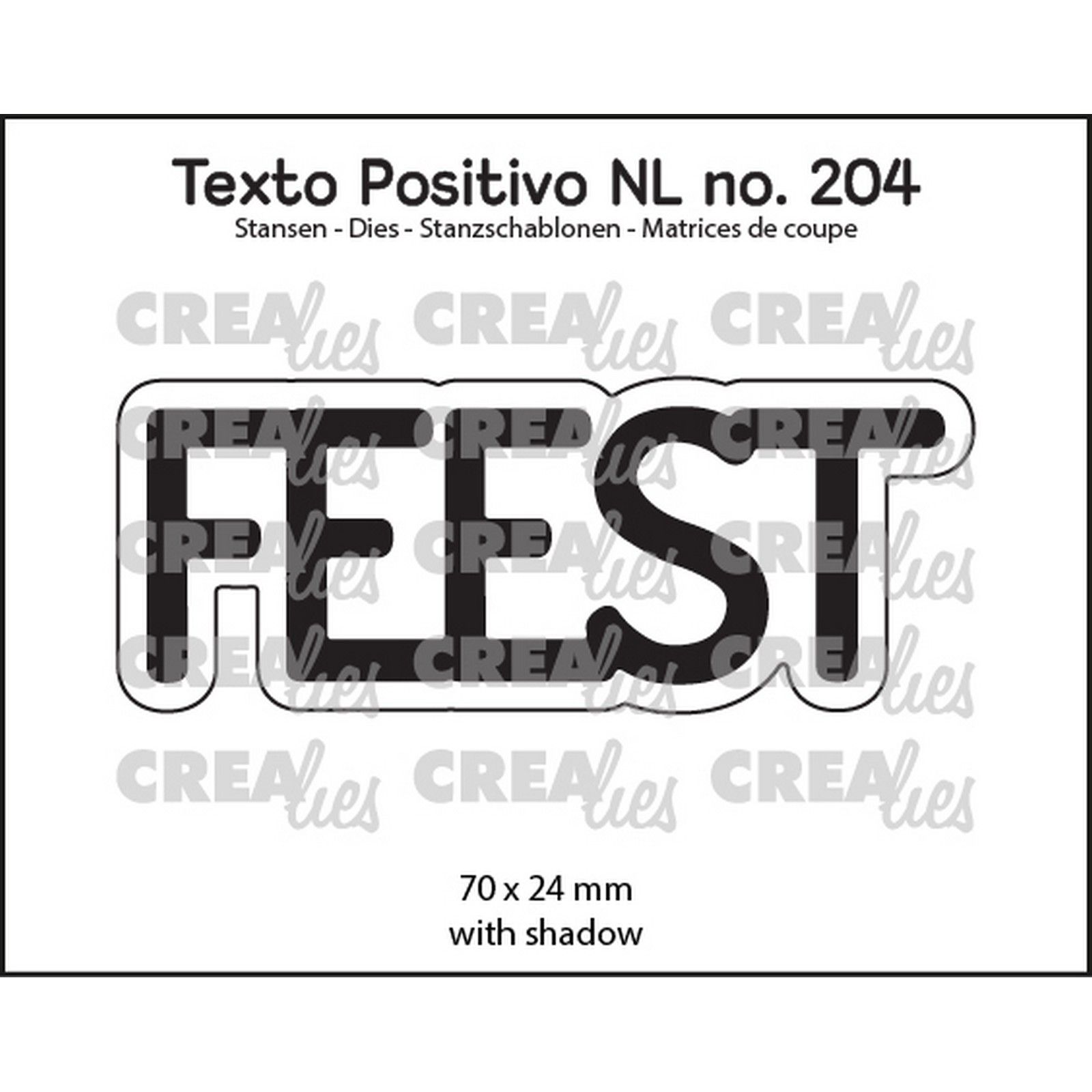 Crealies • Texto Positivo Cutting Die Feest