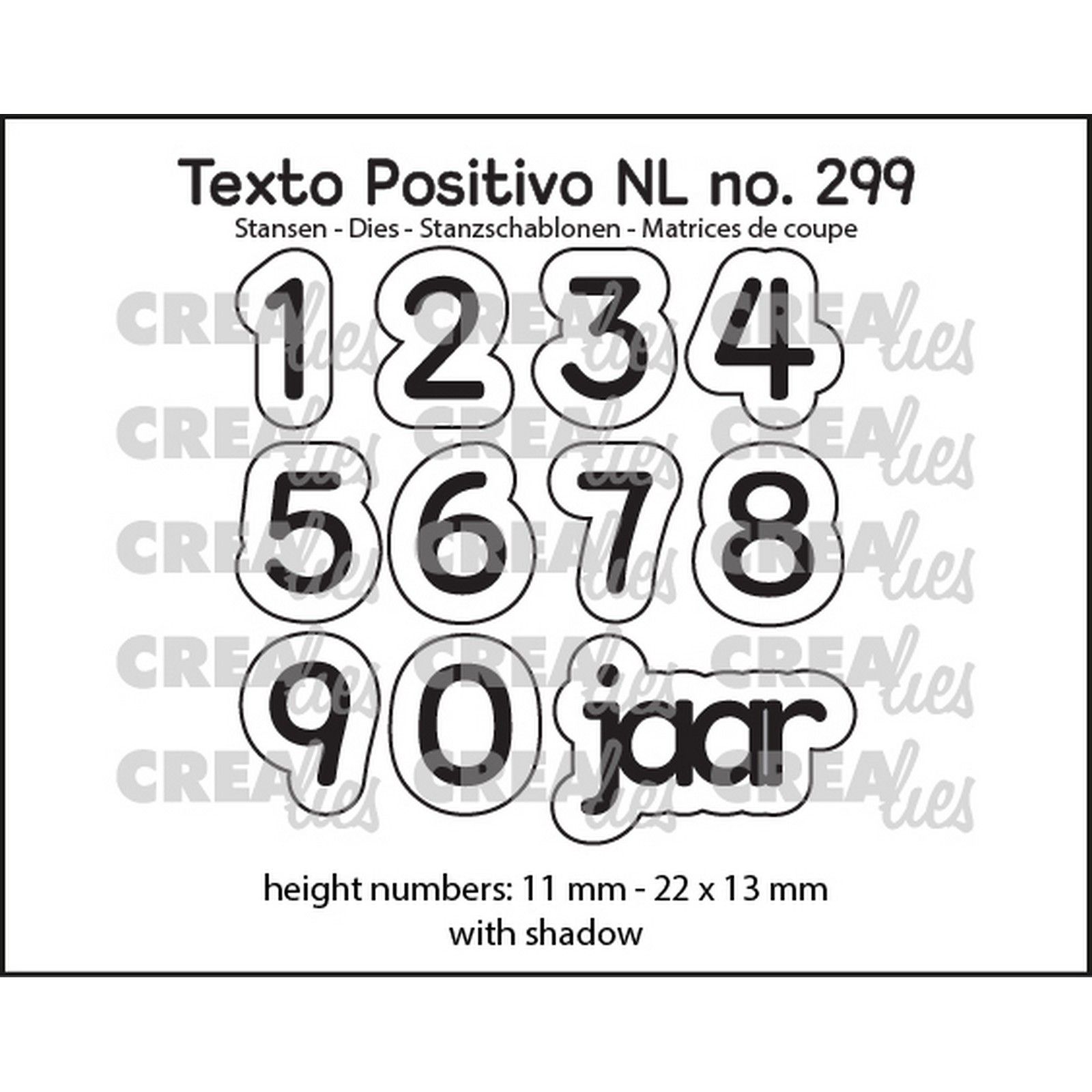 Crealies • Texto Positivo Cutting Die 1,2,3 Jaar 