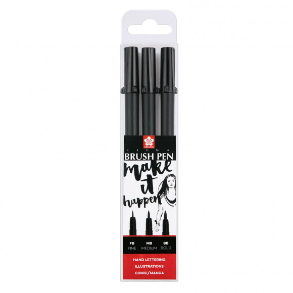 Sakura • Pigma brush pen 3pcs Black