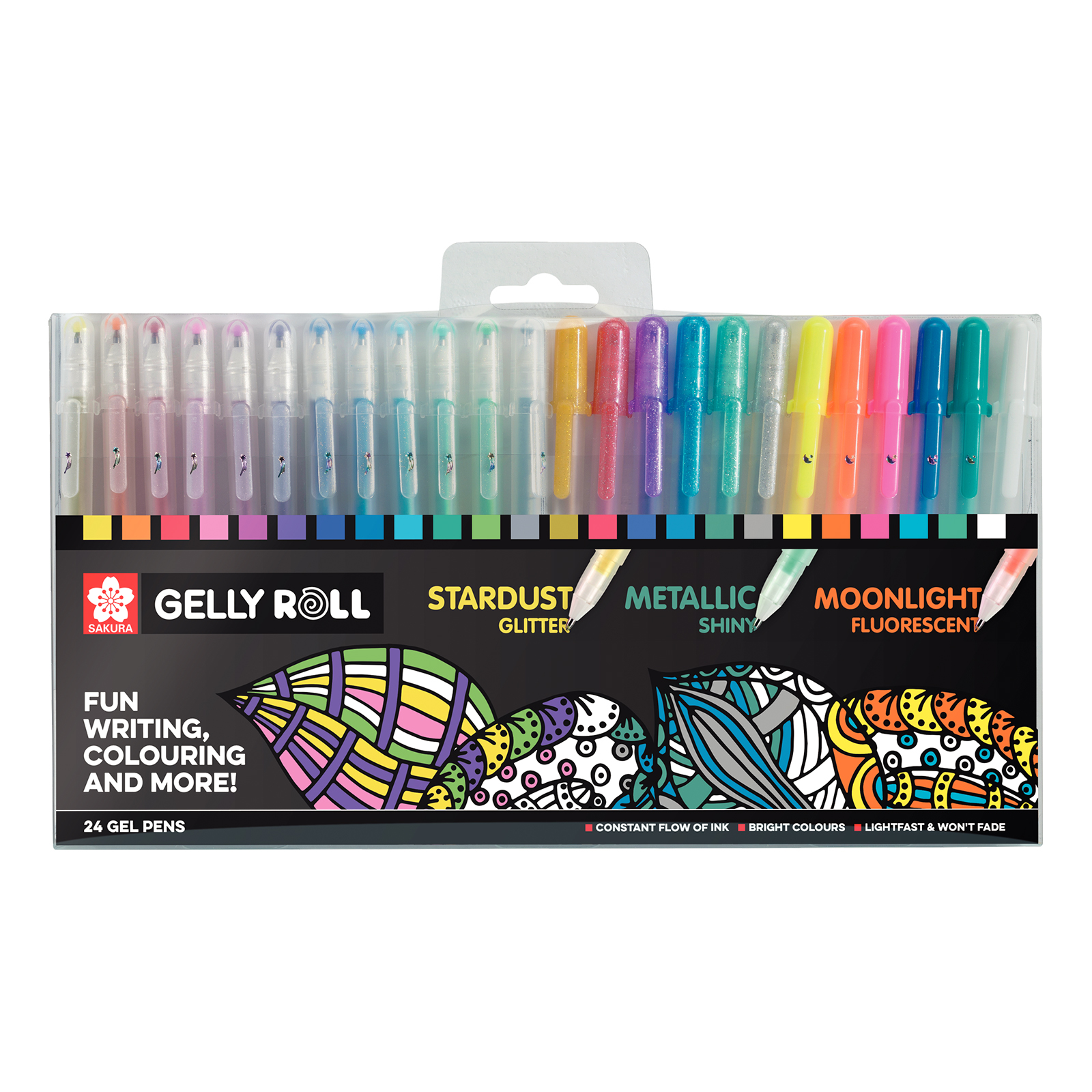 Sakura • Gelly roll gel pen Stardust glitter, Metallic shiny, Moonlight  fluorescent 24pieces