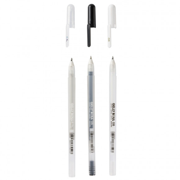 Sakura • Gelly roll gel pen Black, White & Transparent 3pieces