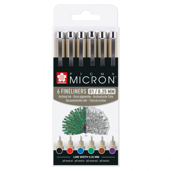 Sakura • Pigma micron kit Couleurs de base 0,25mm 6pièces