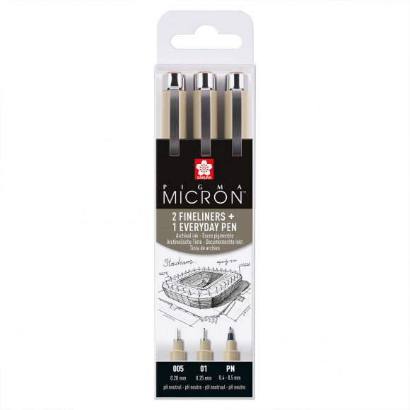 Sakura • Pigma micron kit fineliners 005, 01 & PN pen