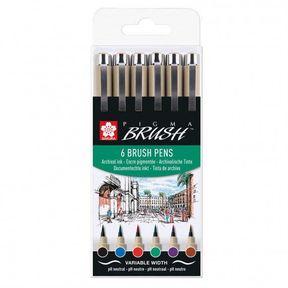 Sakura • Pigma brush set 6pcs Basic colours