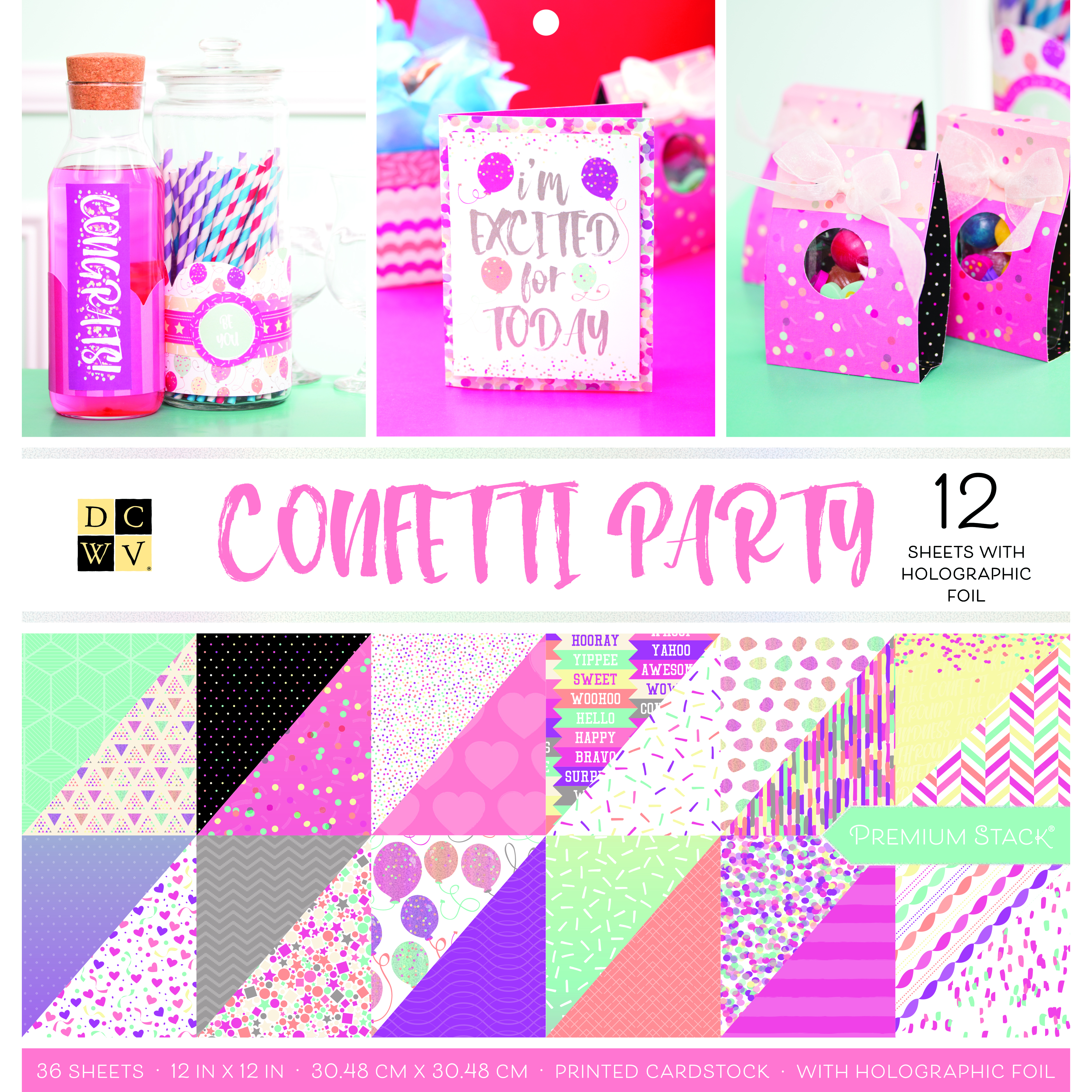 DCWV • 12x12" confetti party 36pcs
