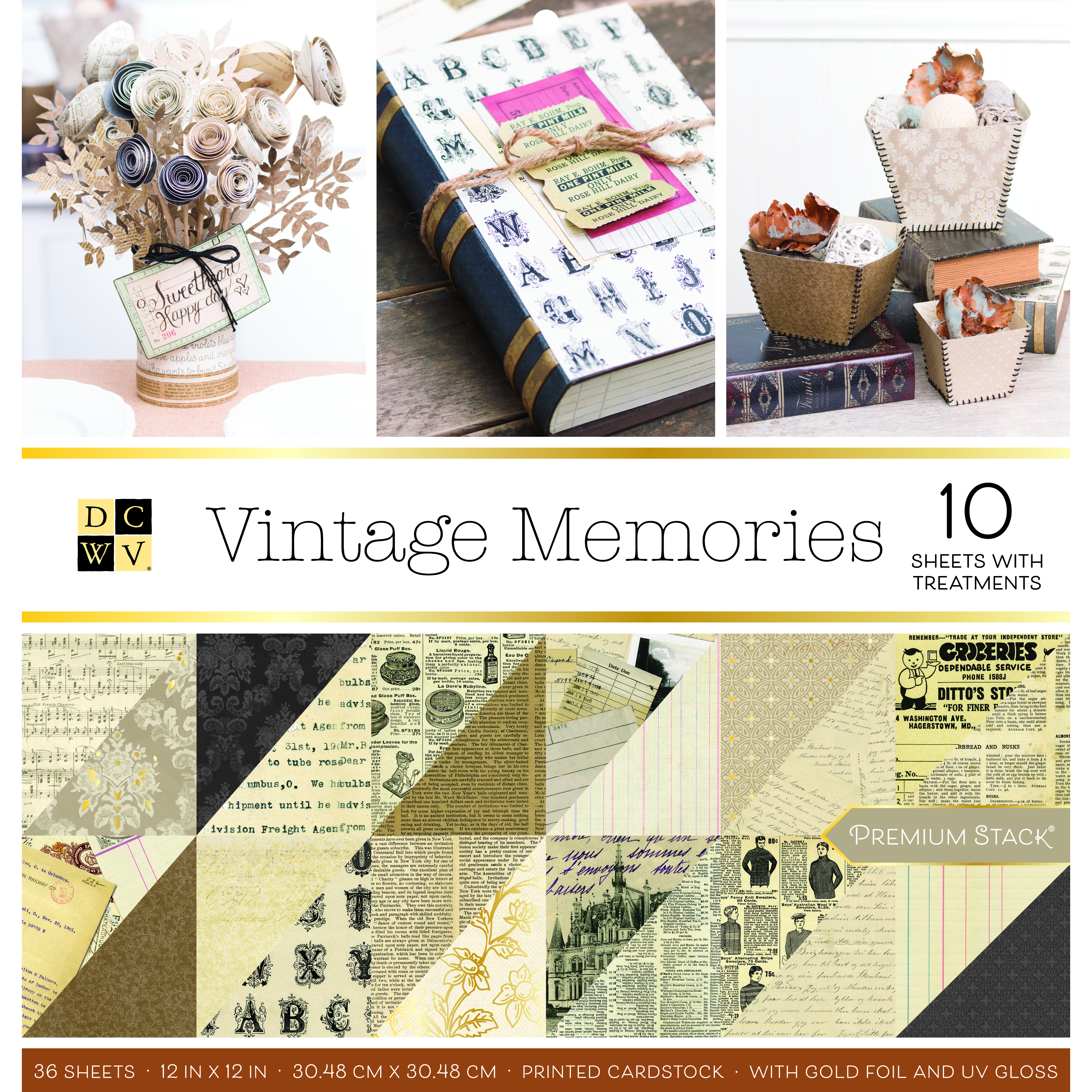 DCWV • 12x12" vintage memories 36 sheets