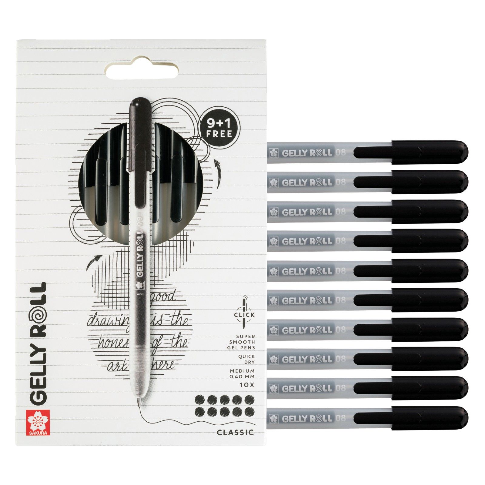 Sakura • Gelly Roll Retractable Classic Set Black 10pcs