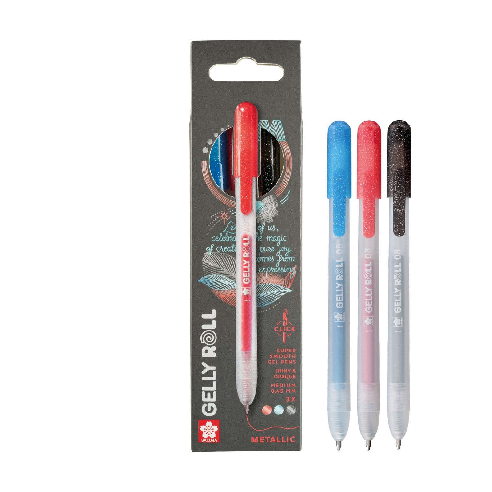 Sakura • Gelly Roll Retractable Metallic Set Red Blue Black 3pcs