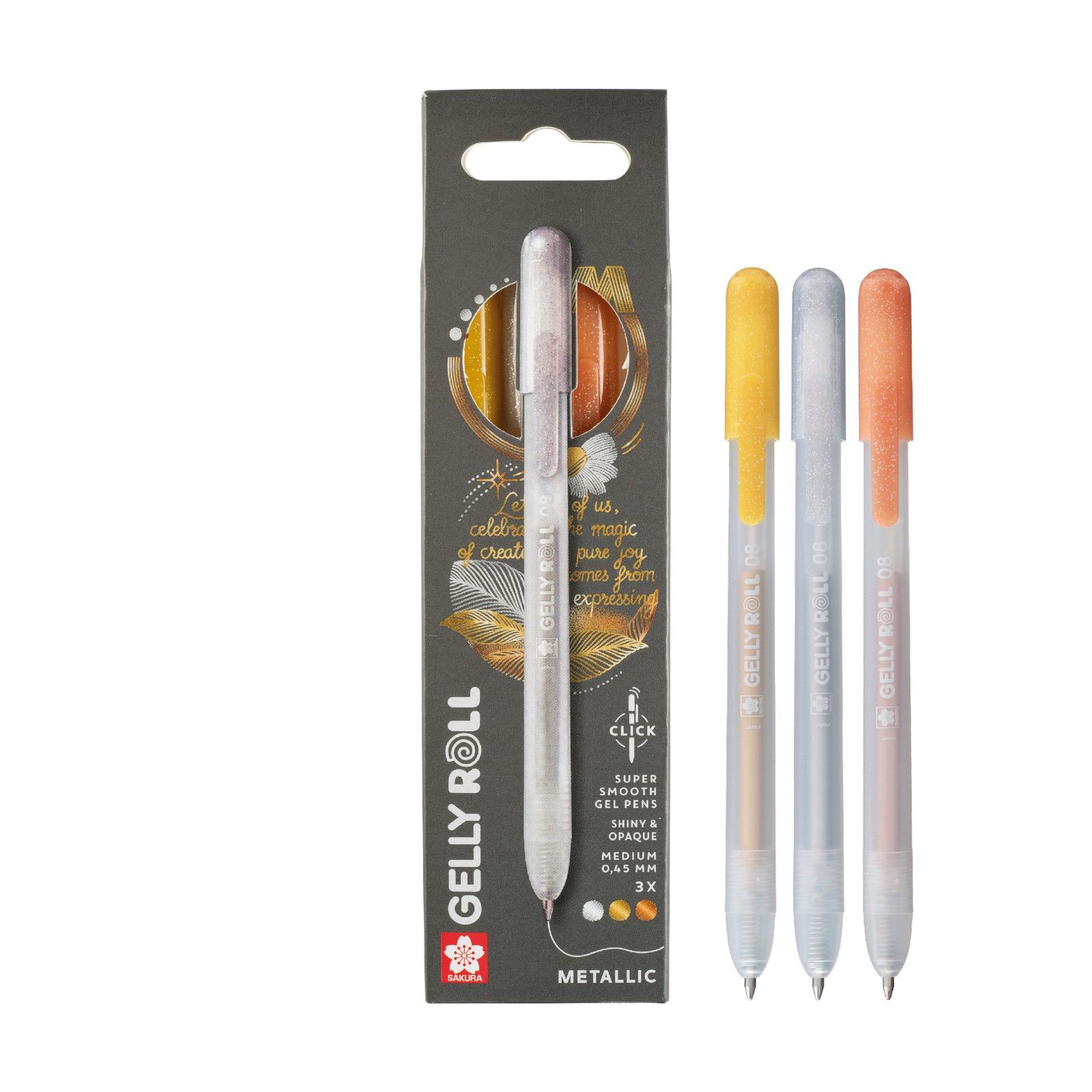 Sakura • Gelly Roll Retractable Metallic Set Silver Gold Copper 3pcs