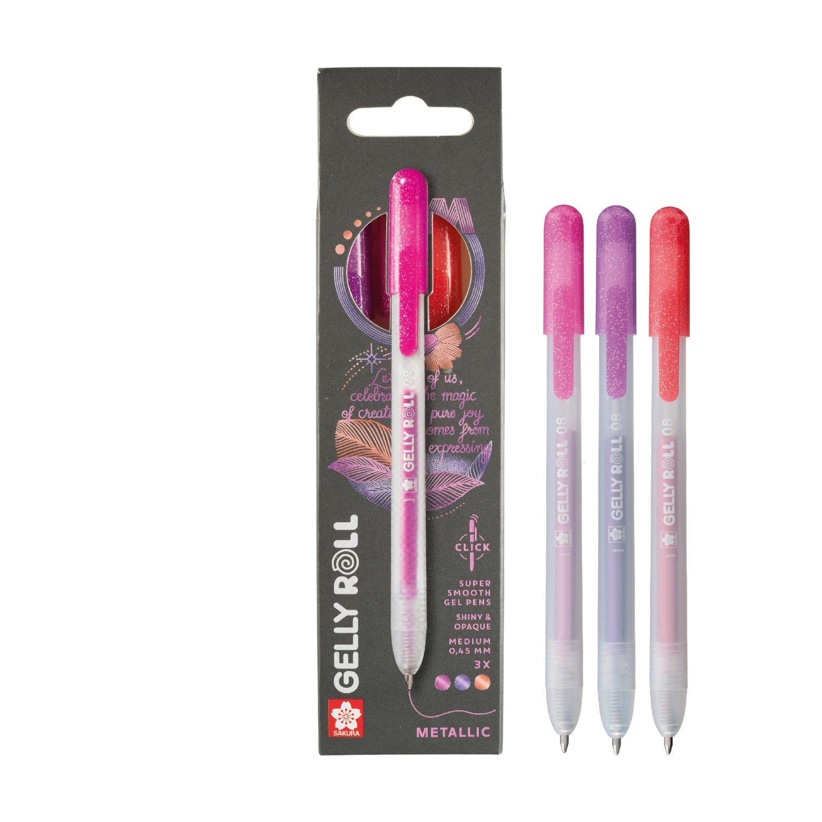 Sakura • Gelly Roll Retractable Metallic Set Red Pink Purple 3pcs