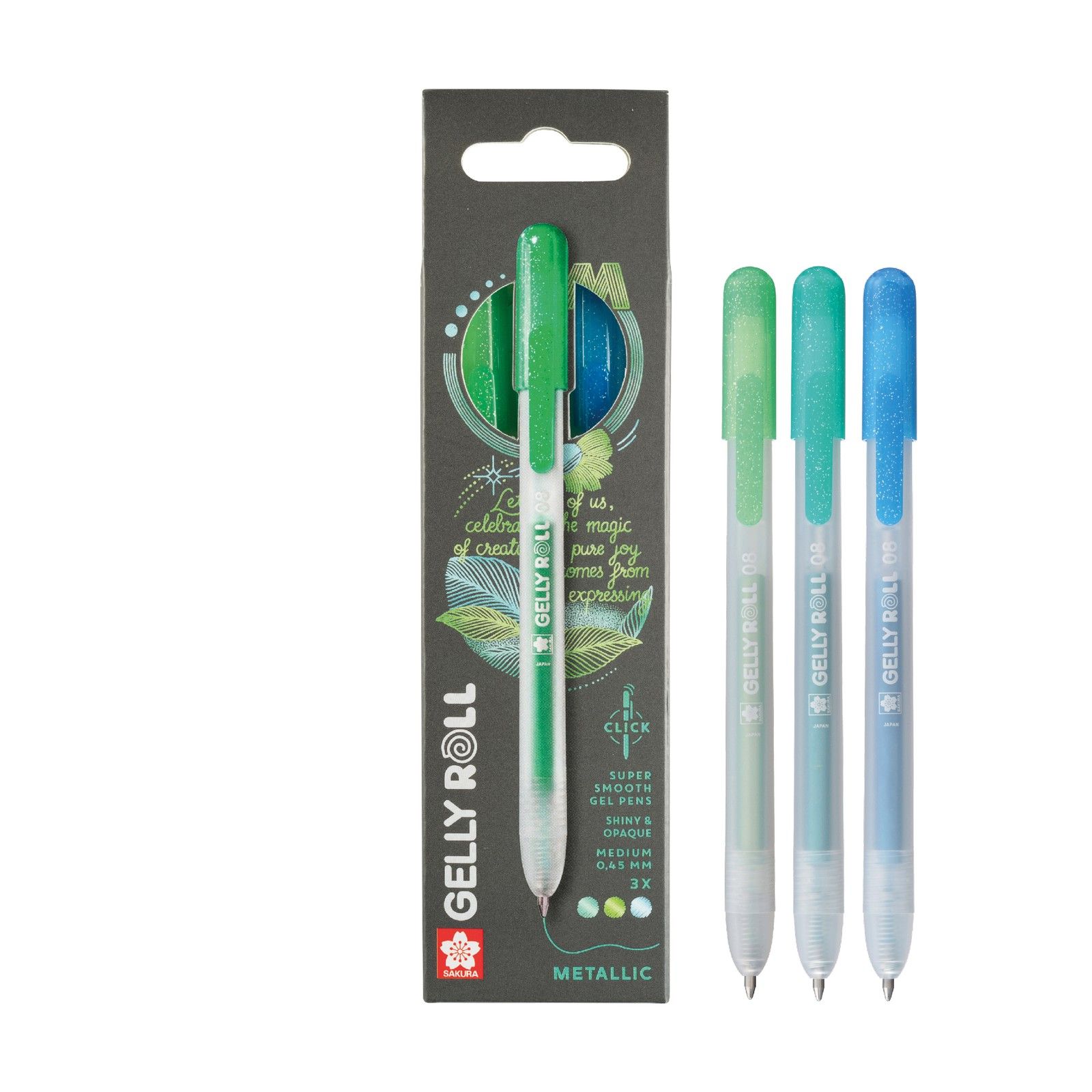 Sakura • Gelly Roll Retractable Metallic Set Emerald Green Blue 3pcs