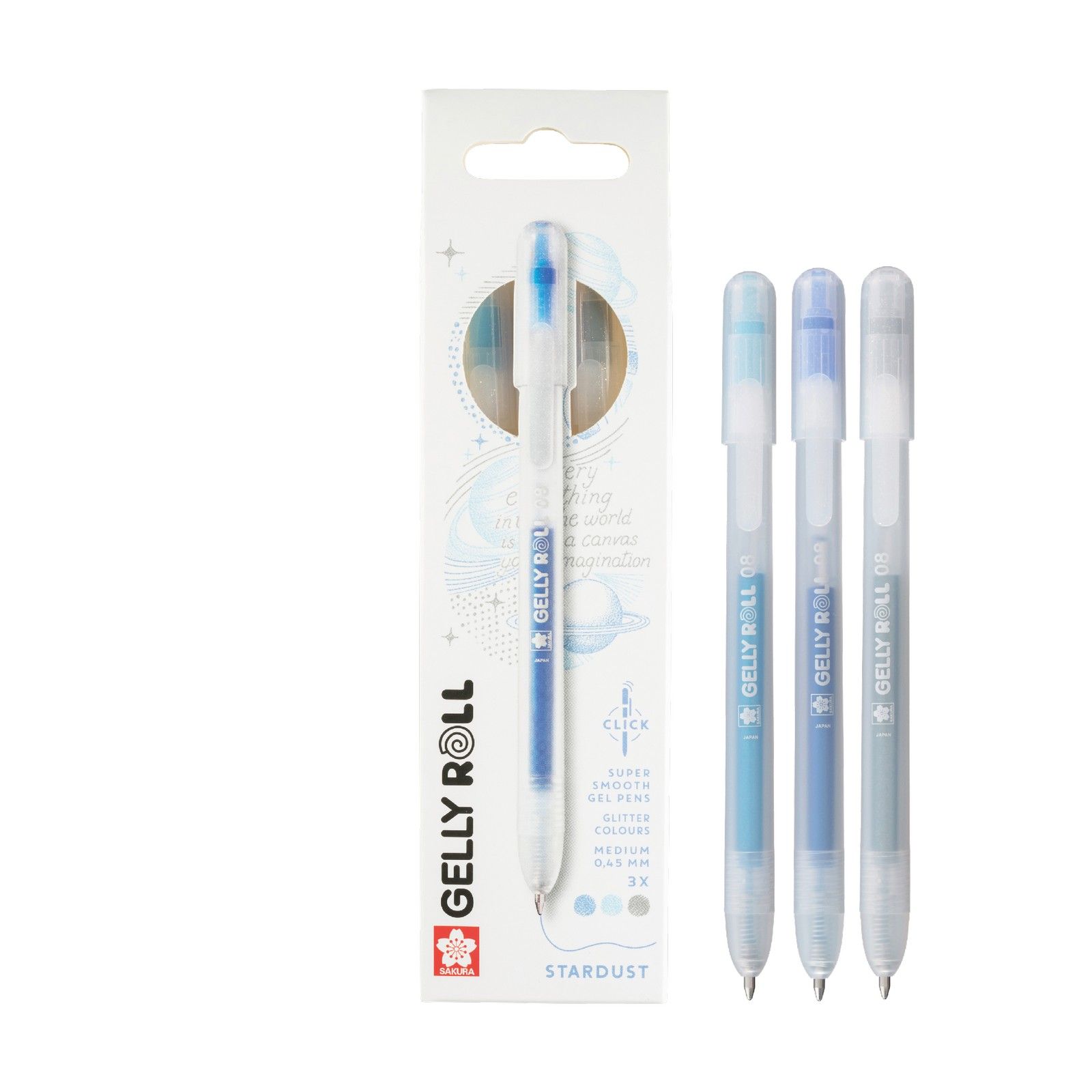 Sakura • Gelly Roll Retractable Stardust Set Sky Blue Silver Blue 3pcs