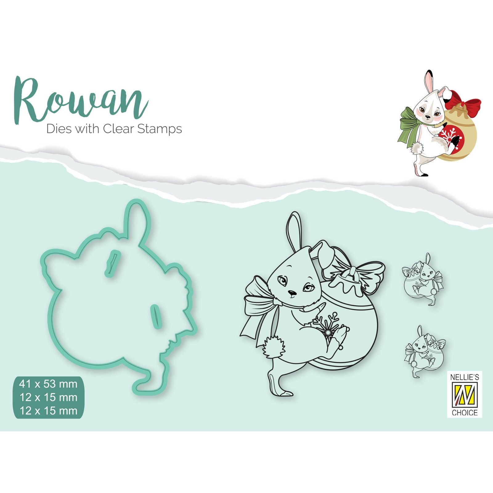 Nellie's Choice • Rowan Design Diecut & Clear Stamp Sets Christmas Rabbit