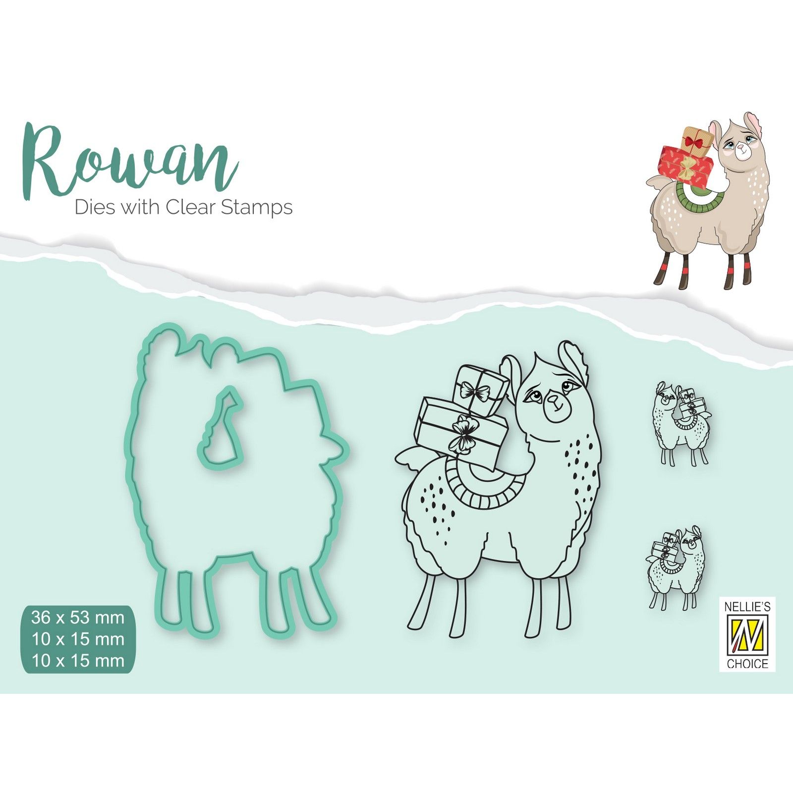 Nellie's Choice • Rowan Design Diecut & Clear Stamp Sets Christmas Lama