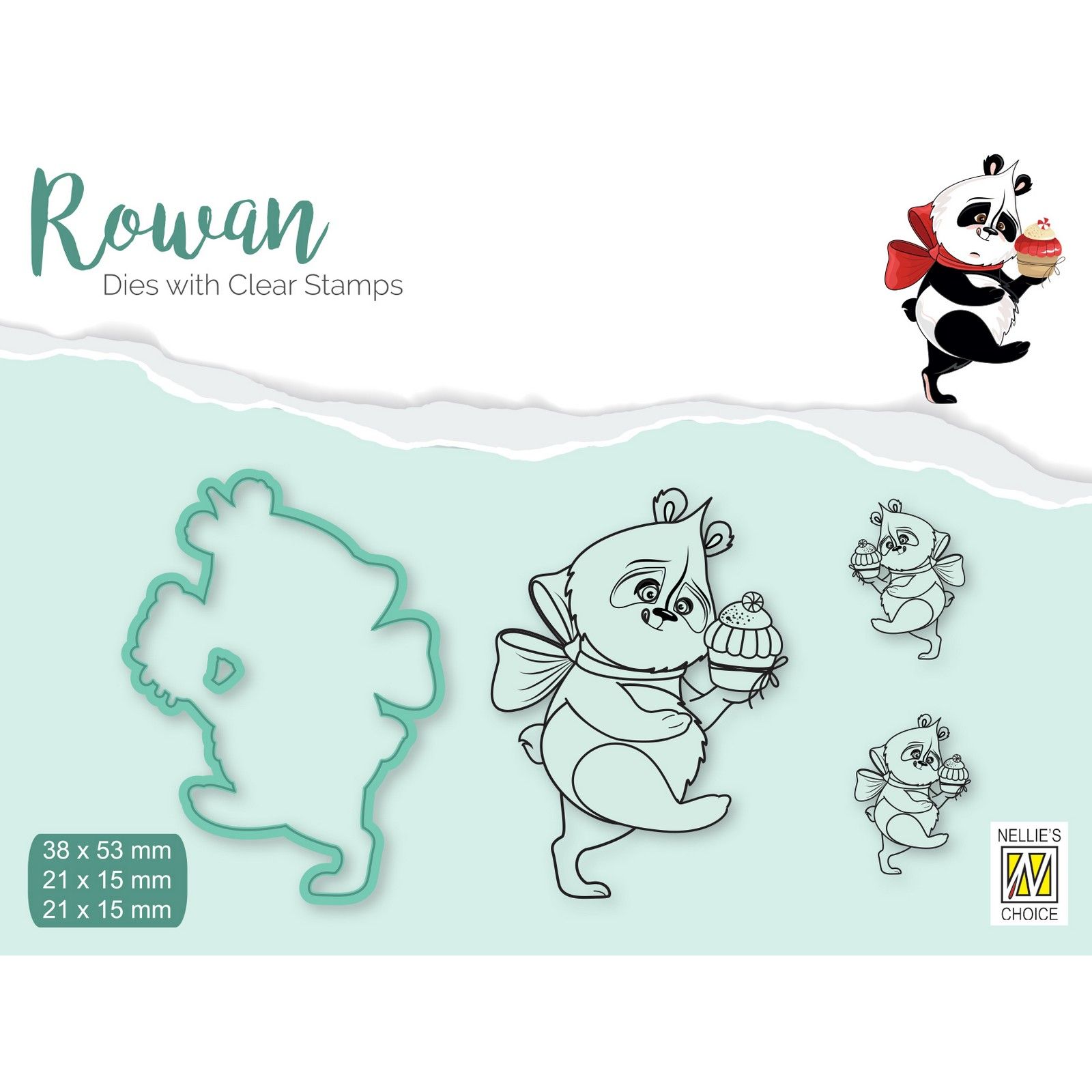 Nellie's Choice • Rowan Cutting Die & Clear Stamp Panda 4St.