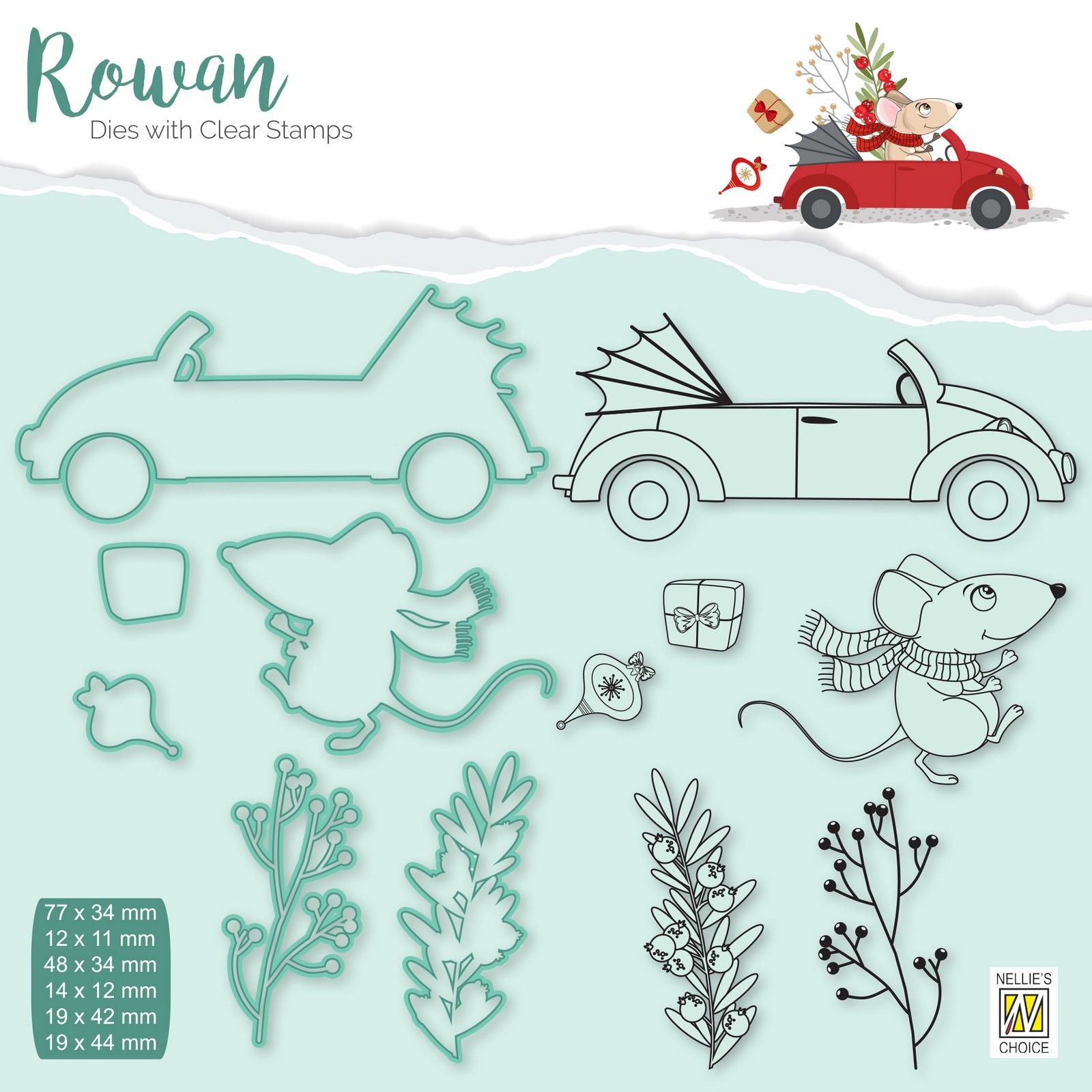 Nellie's Choice • Rowan Cutting Die & Clear Stamp Maus 12St.