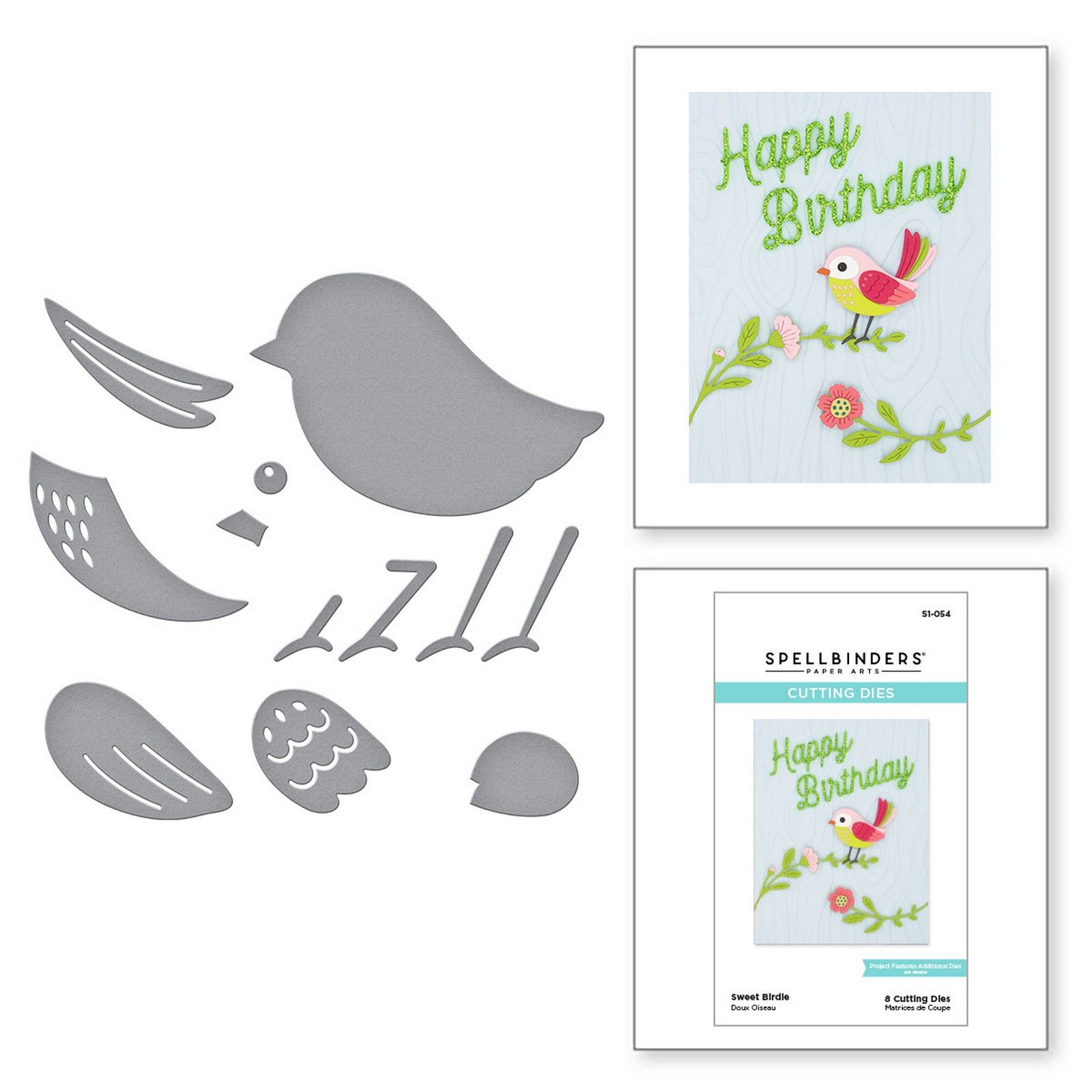 Spellbinders • Etched Snijmallen Sweet Birdie Etched 4,8x3,5cm 8st.