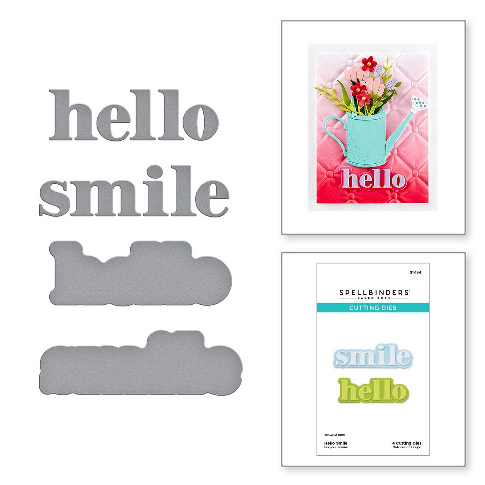 Spellbinders • Etched Snijmallen Hello Smile 6,2x2,0cm & 5,6x2,0cm 4st.