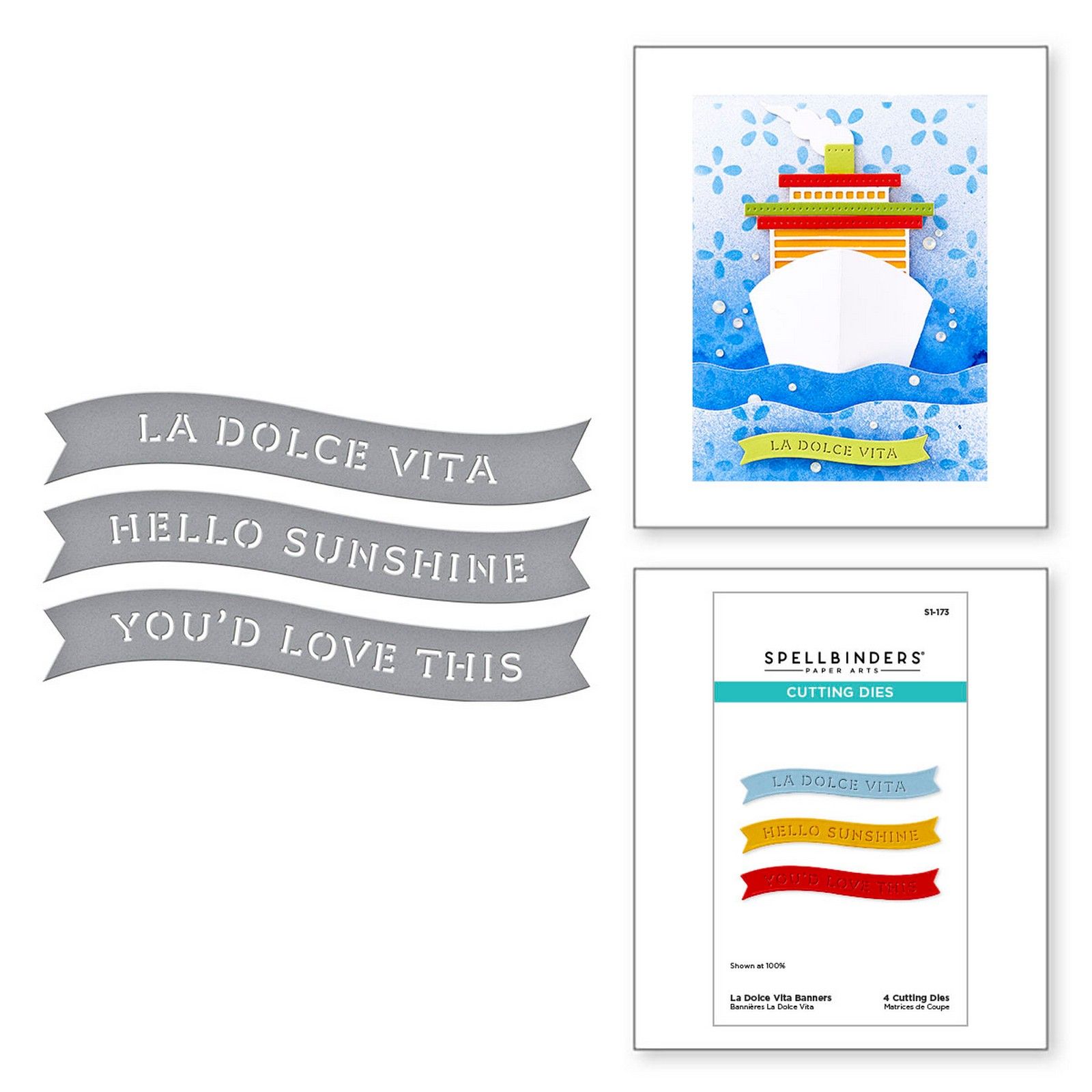 Spellbinders • Troqueles de Corte La Dolce Vita Banners de Sentimientos 6,8x1,4cm 4uds