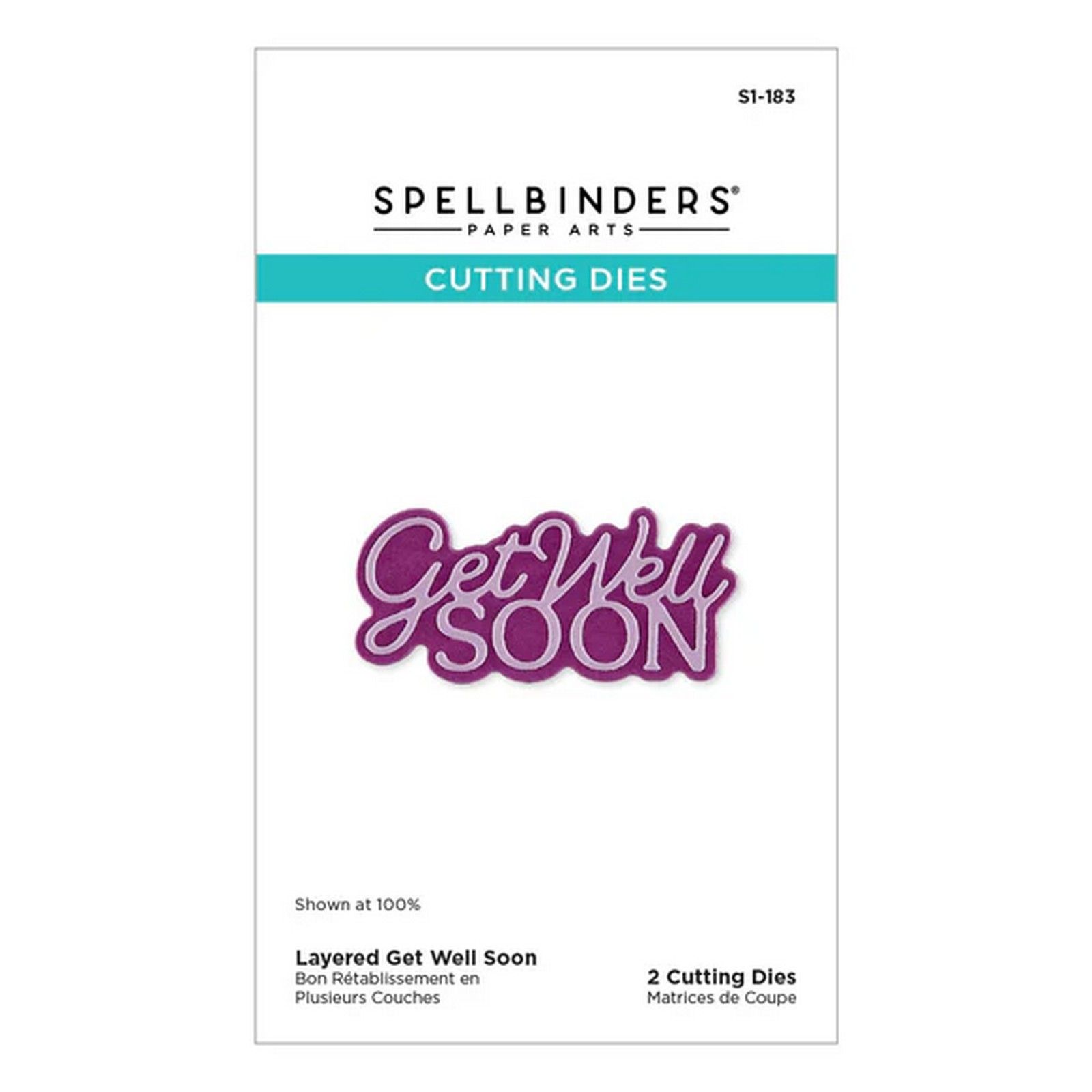 Spellbinders • Fustelle da Taglio Stratificate Get Well Soon 5,6x2,4cm 2pz