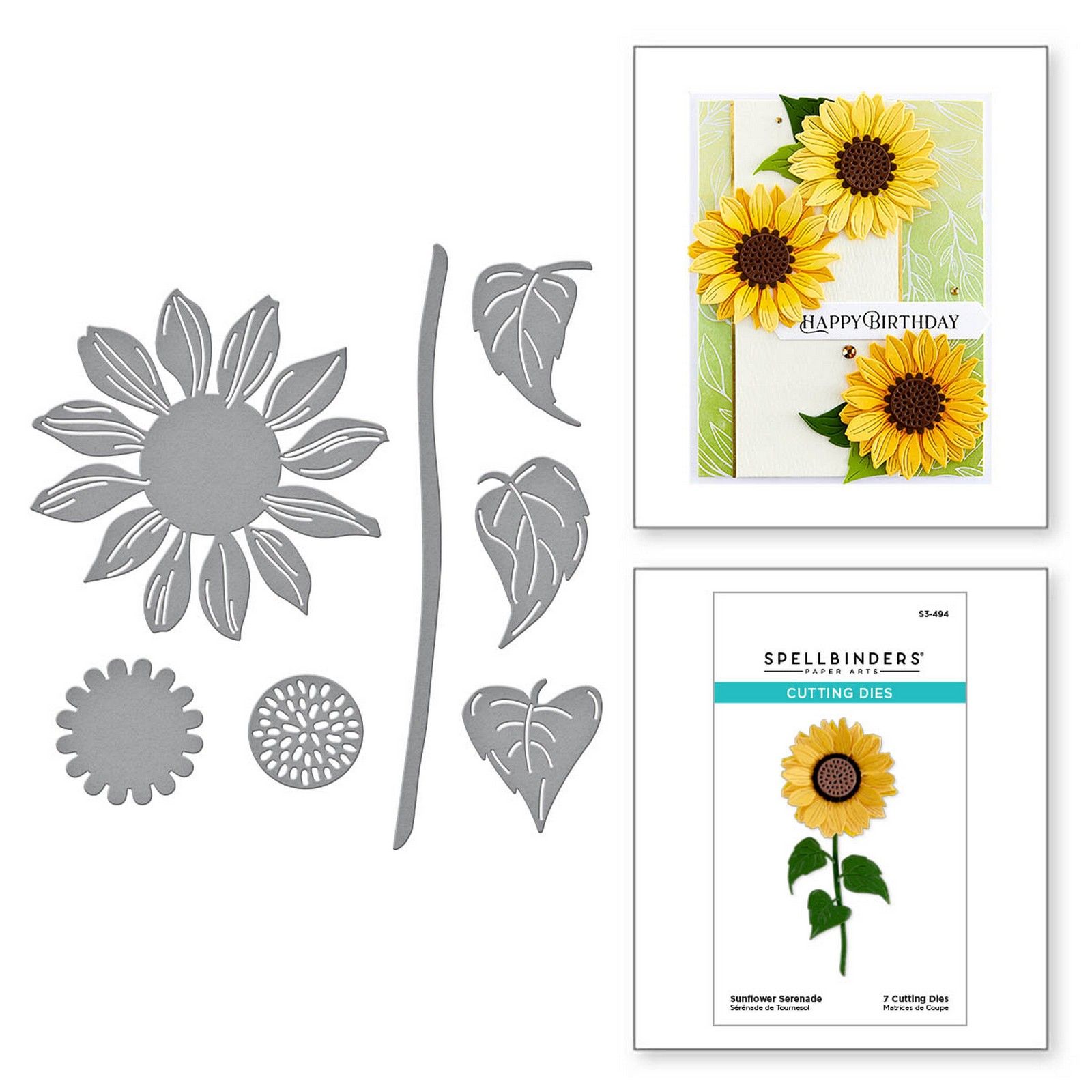 Spellbinders • Troqueles de Corte metálico Sunflower Serenade Tallo 9cm 7uds
