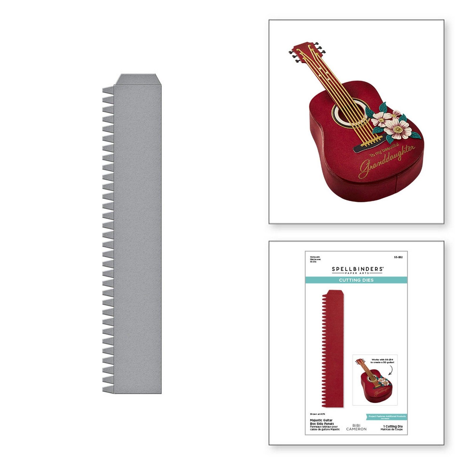 Spellbinders • Troquel Etched Majestic Guitar Box Paneles Laterales 3,2x17,1cm