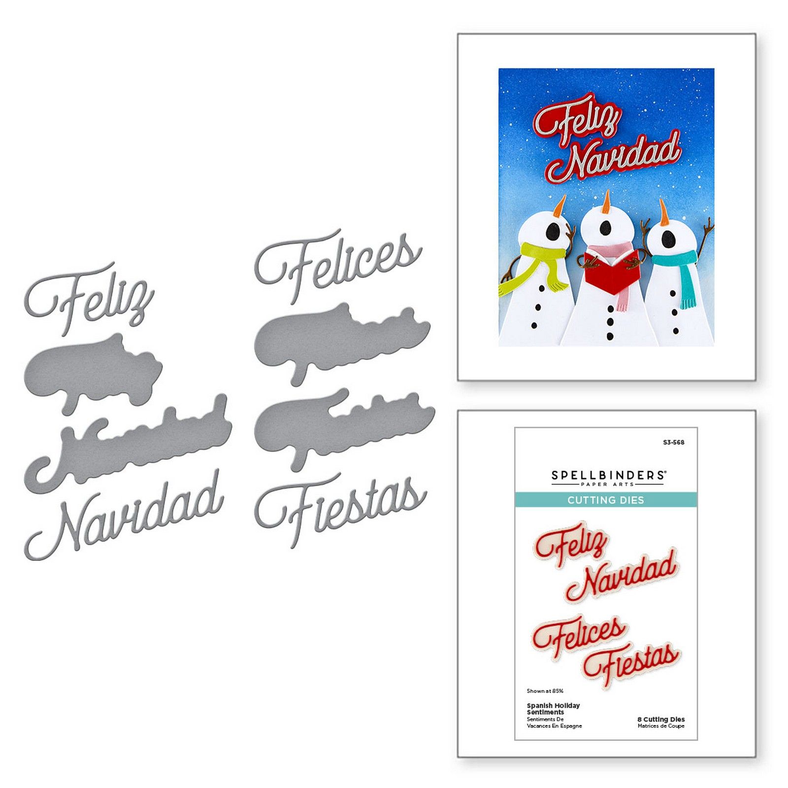 Spellbinders • Troqueles de Corte Spanish Holiday Sentiments 6,4x2,9cm 8uds