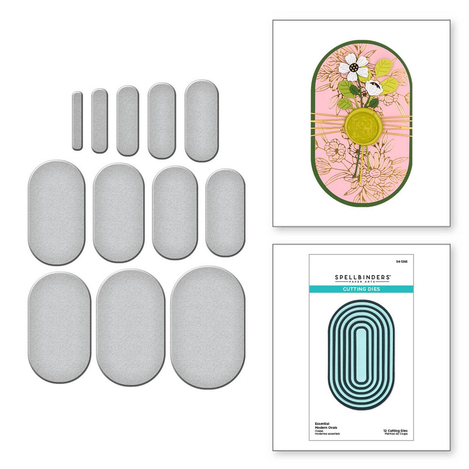 Spellbinders • Troqueles de Corte Essential Modern Ovals 1,3x6,7cm–8,5x14cm 12uds