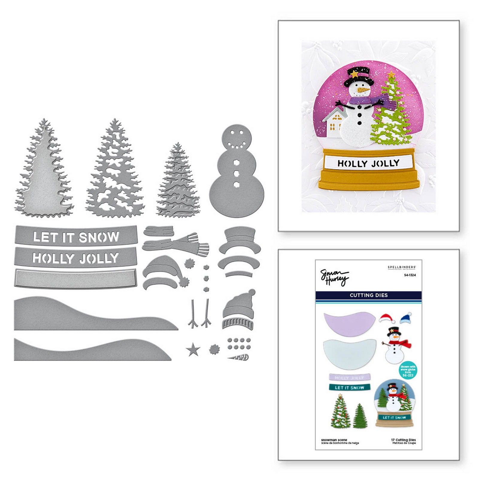 Spellbinders • Set de Troqueles de Corte Metálicos Escena de Muñeco de Nieve Invierno 9,60cm 17uds