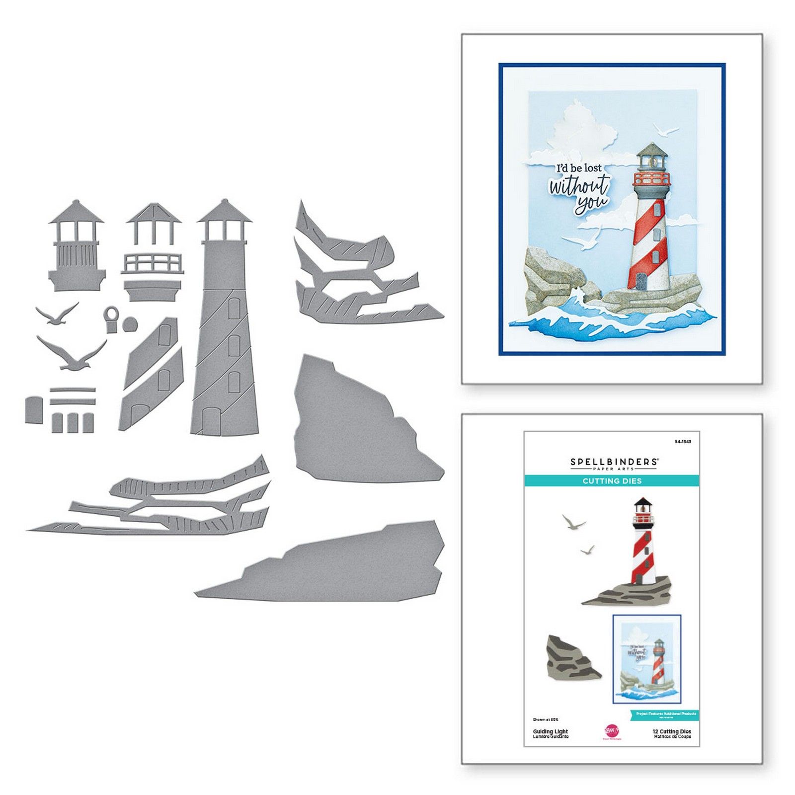 Spellbinders • Troqueles de Corte Lighthouse Scene Fair Winds 7,7cm 12uds