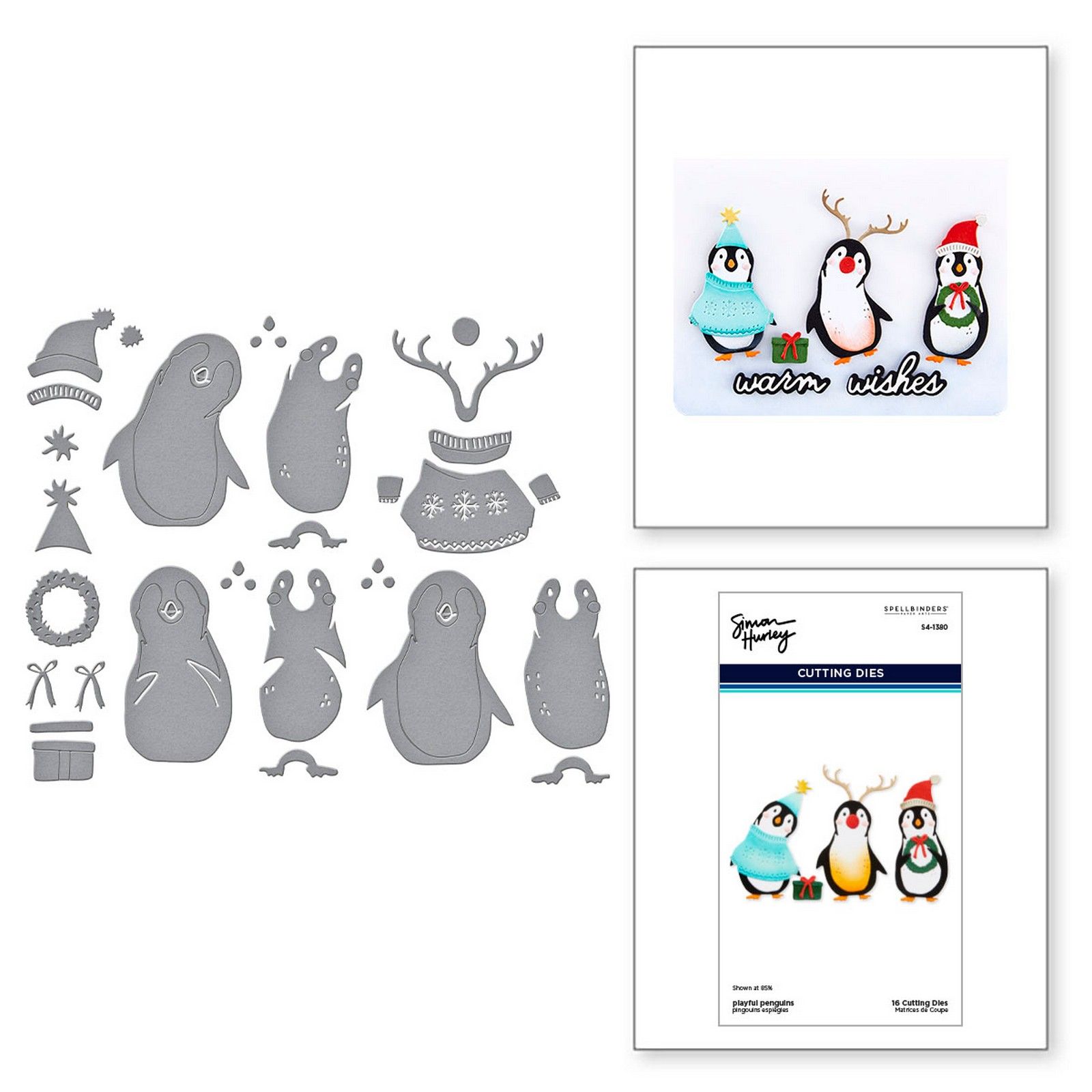 Spellbinders • Troqueles de Corte Finos Playful Penguins 0,6-4,8cm 16uds