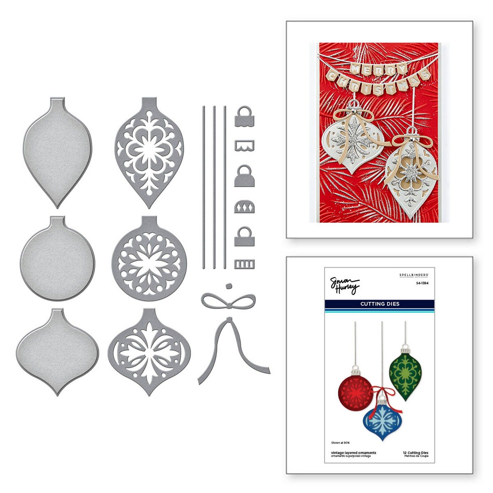 Spellbinders • Troqueles de Corte Etched Simon Hurley Vintage Layered Ornaments 12uds