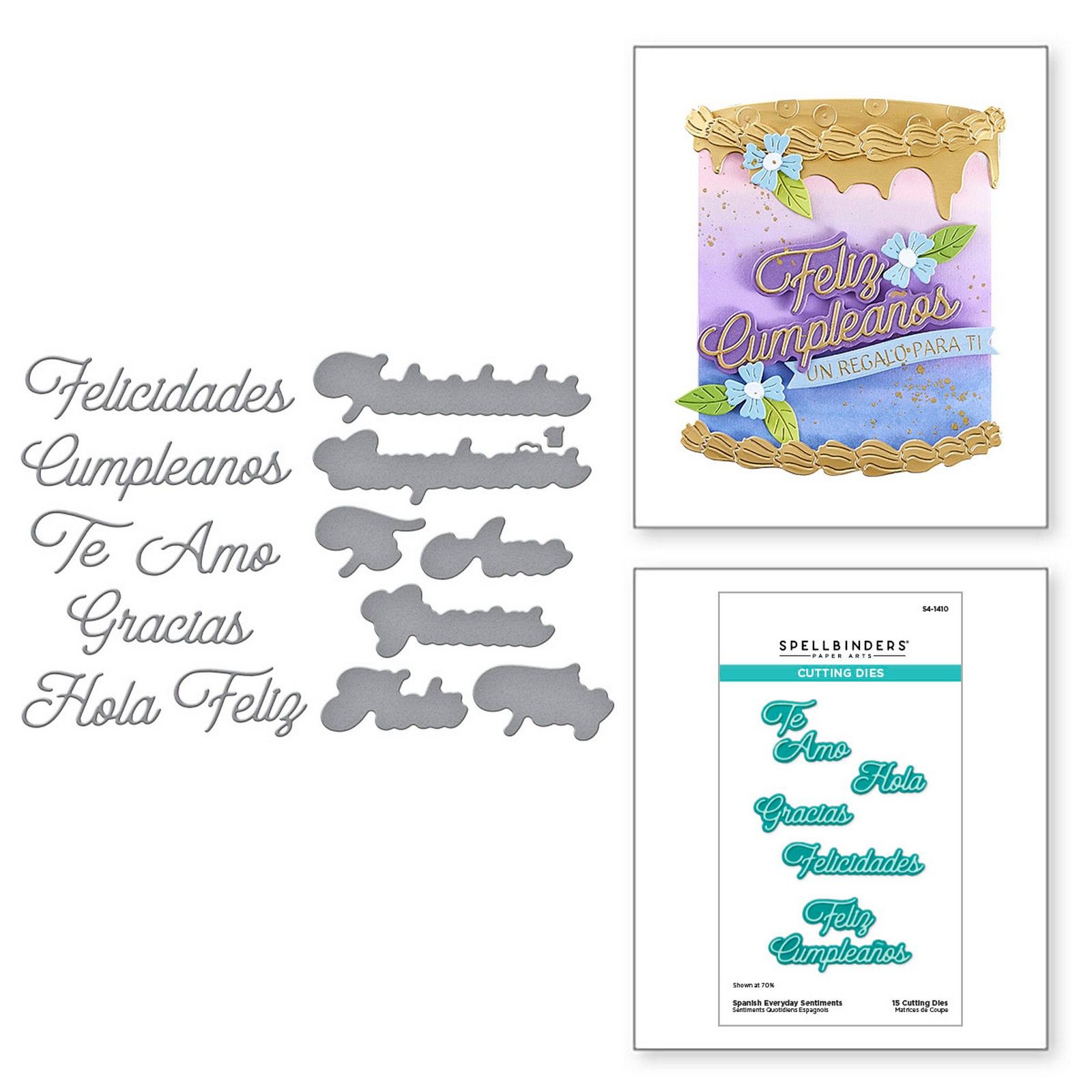 Spellbinders • Set de Troqueles de Corte Español Everyday Sentiments 8,5x3,3cm 15uds