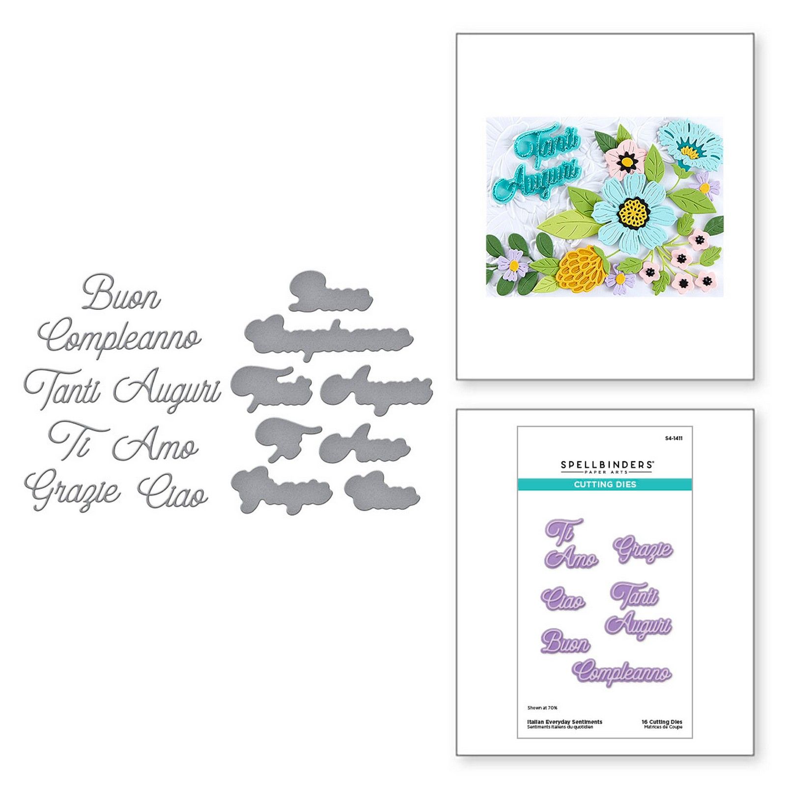 Spellbinders • Troqueles de Corte Italian Everyday Sentiments 8,3x2,9cm 16uds