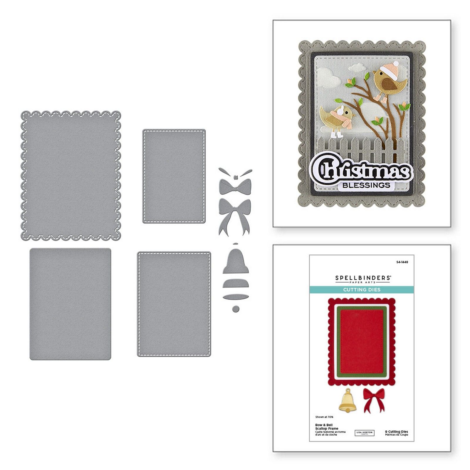 Spellbinders • Set Fustelle da Taglio Bow & Bell Scallop Frame 9pz 9,65x12,57cm