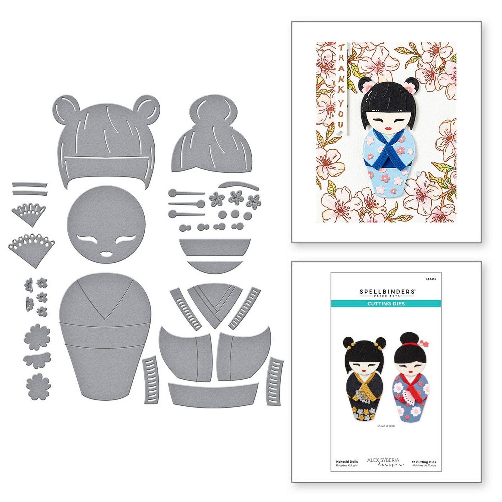 Spellbinders • Set Fustelle da Taglio Kokeshi Dolls 4,7x9,3cm & 4,4x9,9cm 17pz