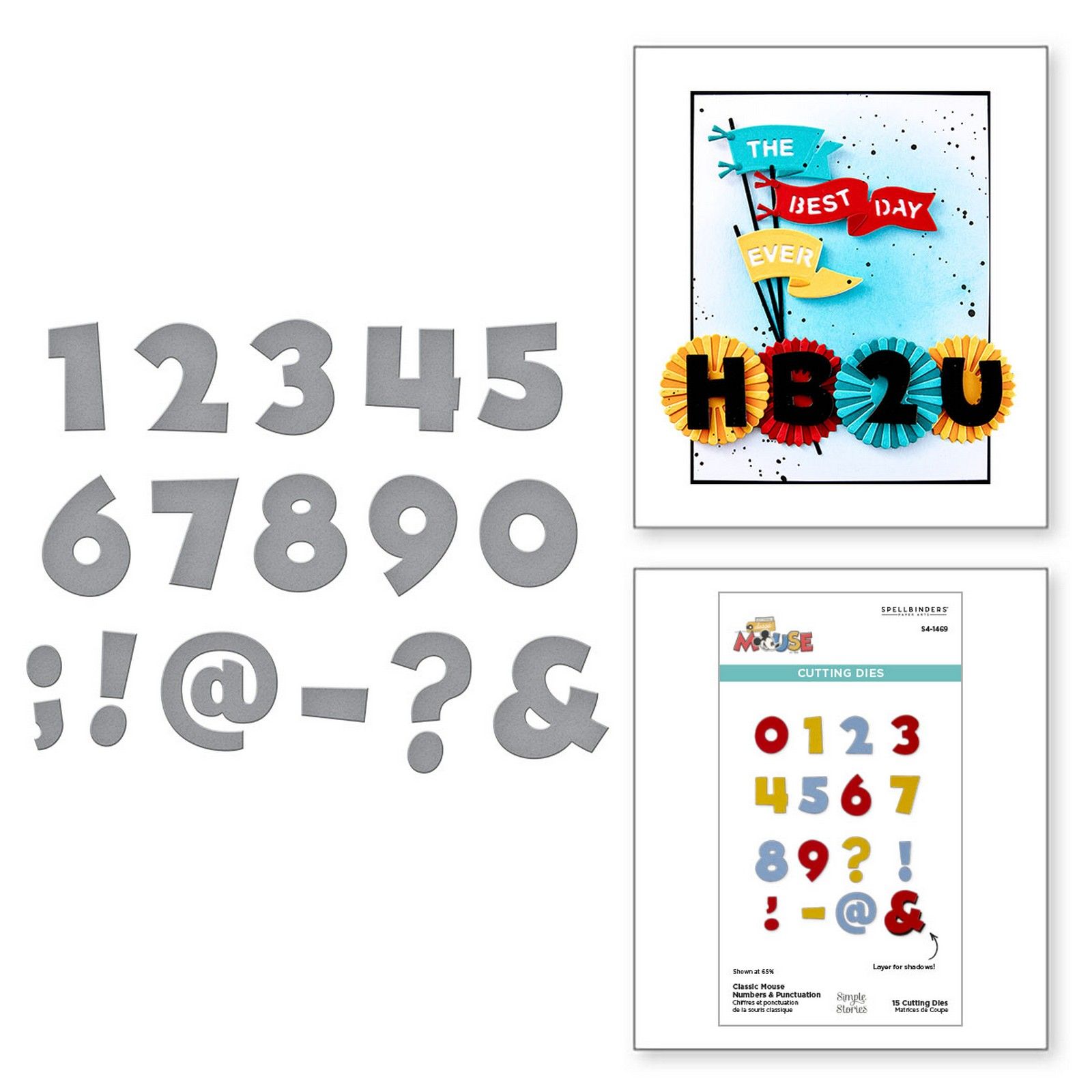 Spellbinders • Fustelle da Taglio Etched Numeri & Punteggiatura Classic Mouse 2,7x2,7cm 15pz
